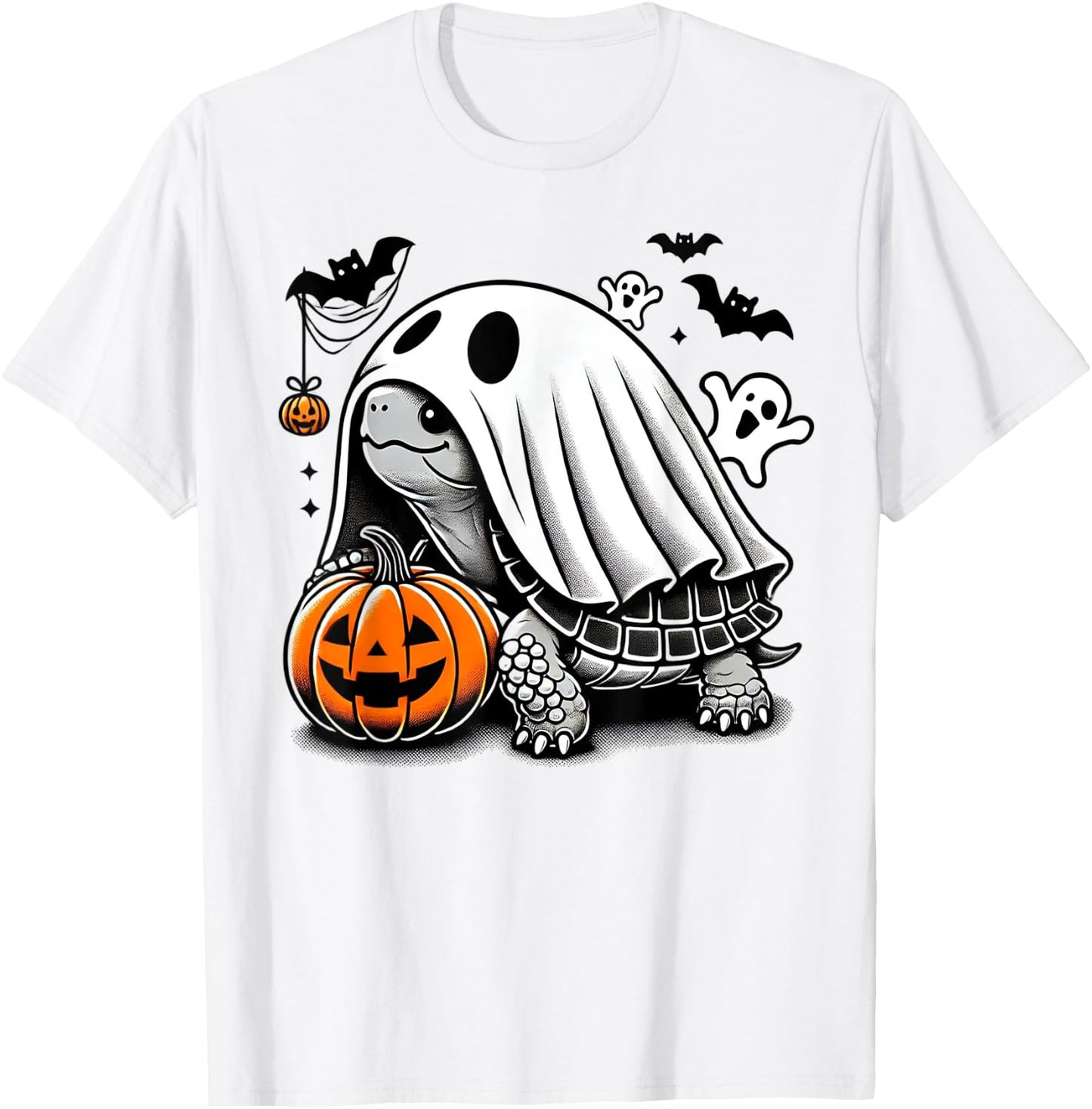 Halloween Turtle Ghost Pumpkin Costume Terrapin Tortoise T-Shirt - T-Shirt | White