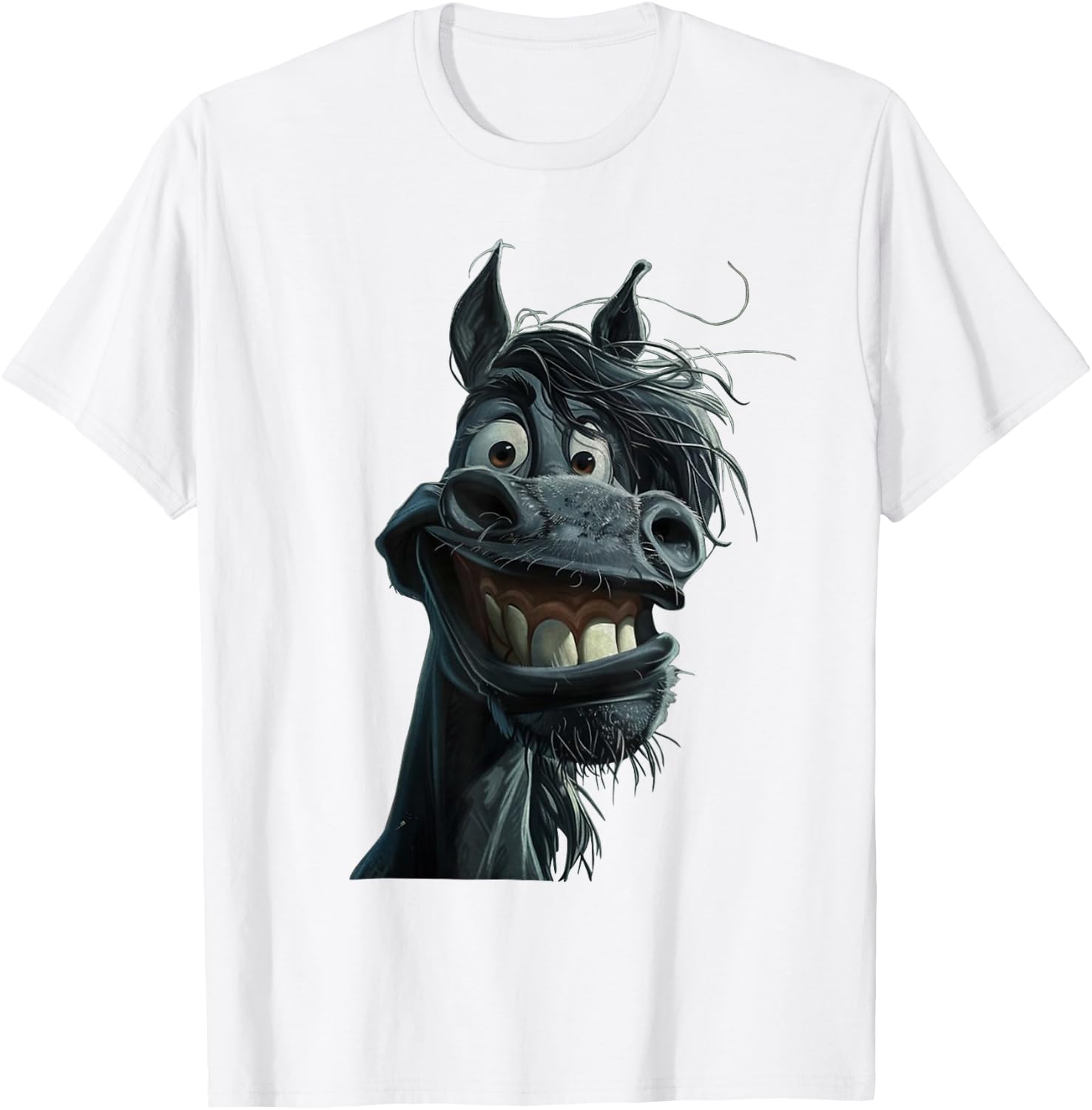 Peach-bruh Dark - Black Funny Horse Art Cute Crazy Horse T-Shirt - T-Shirt | White