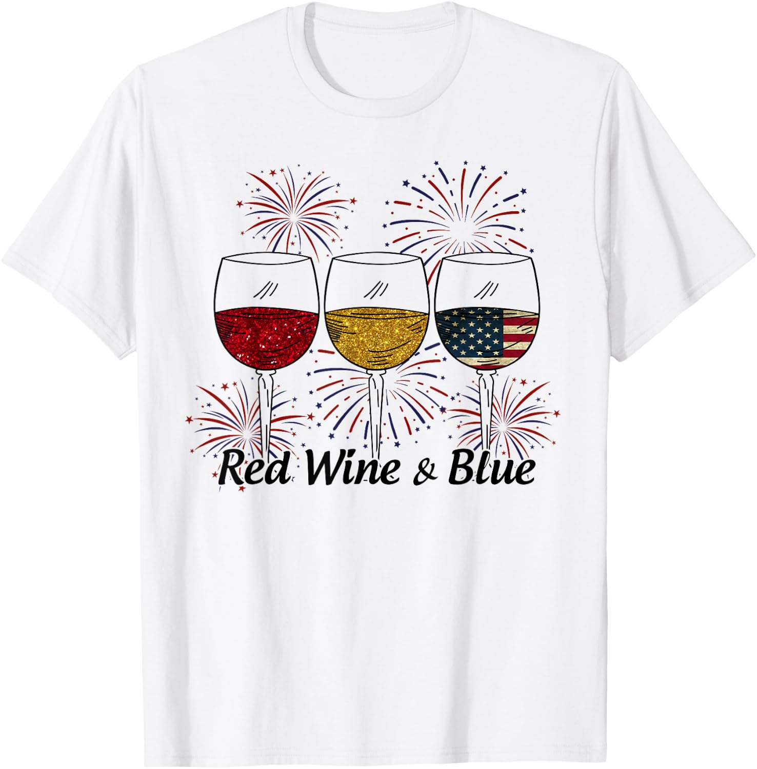 Red Wine & Blue T-Shirt - T-Shirt | White