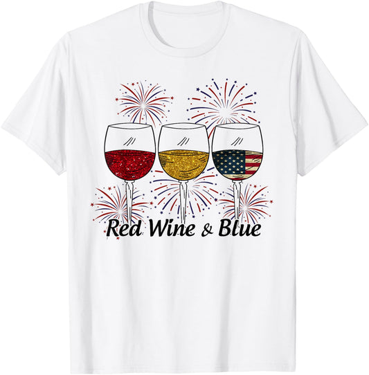 Red Wine & Blue T-Shirt - T-Shirt | White