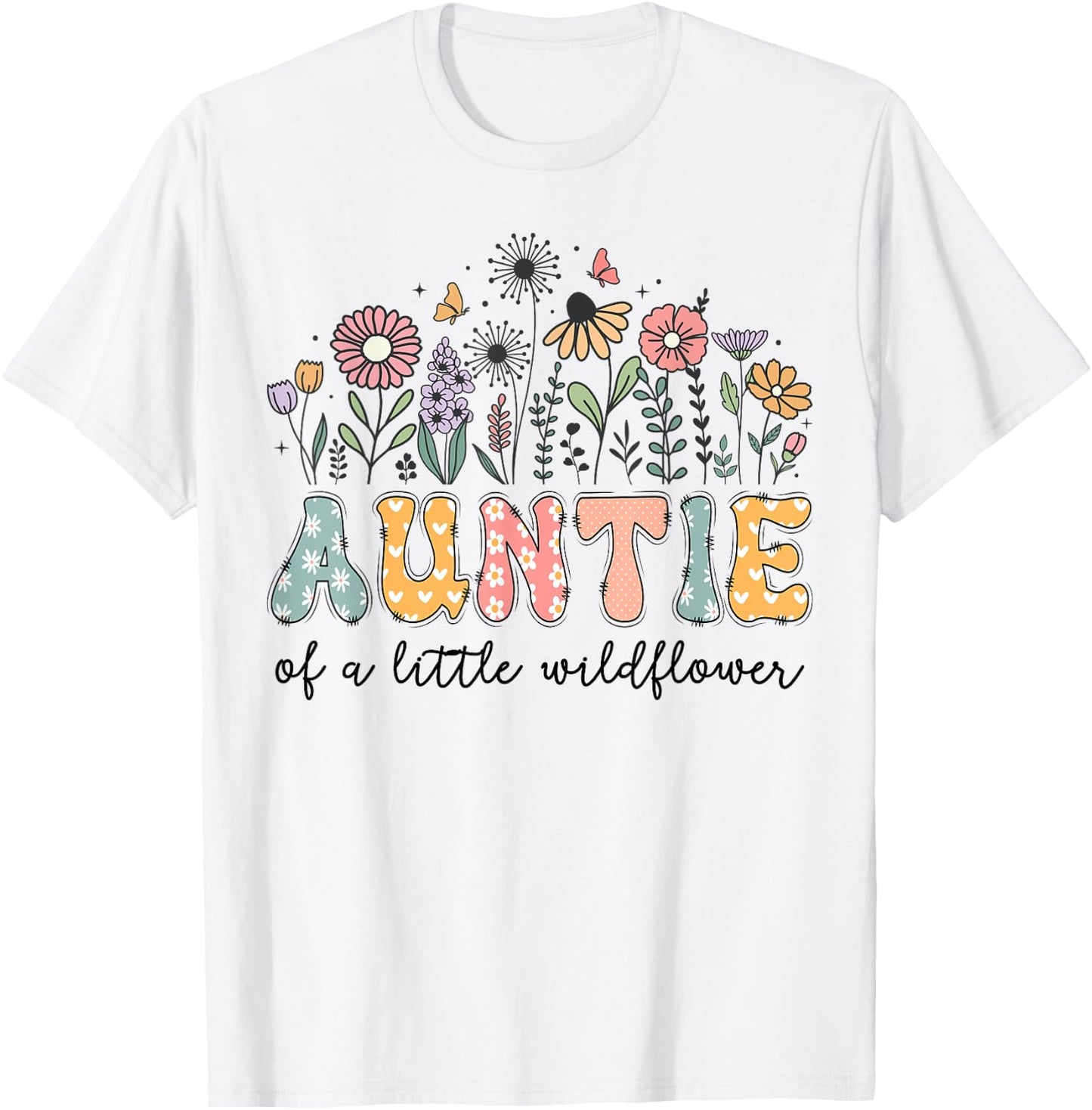 Auntie Of The Little Wildflower Baby Birthday Party T-Shirt - T-Shirt | White