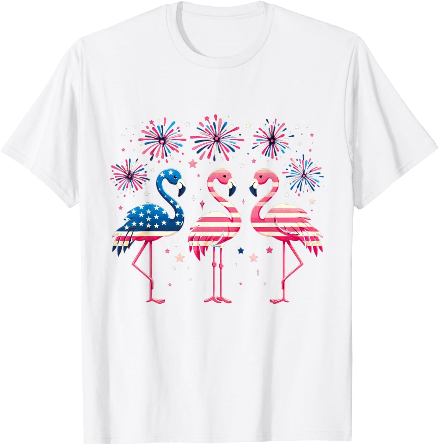 Patriotic Flamingo Firework Red And White Flamingo 4th July Kids Men T-Shirt - T-Shirt | White