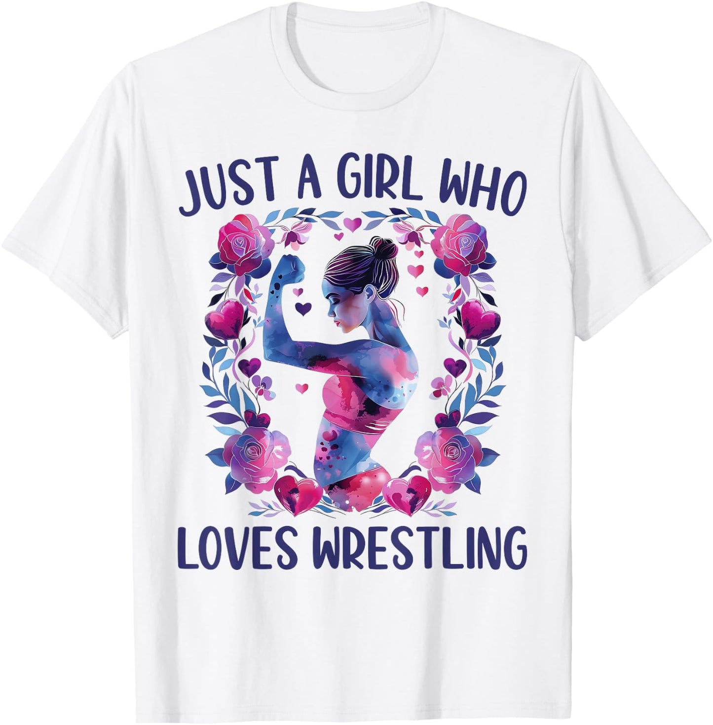 Just A Girl Who Loves Wrestling Cute Wrestler Wrestling Gift T-Shirt - T-Shirt | White