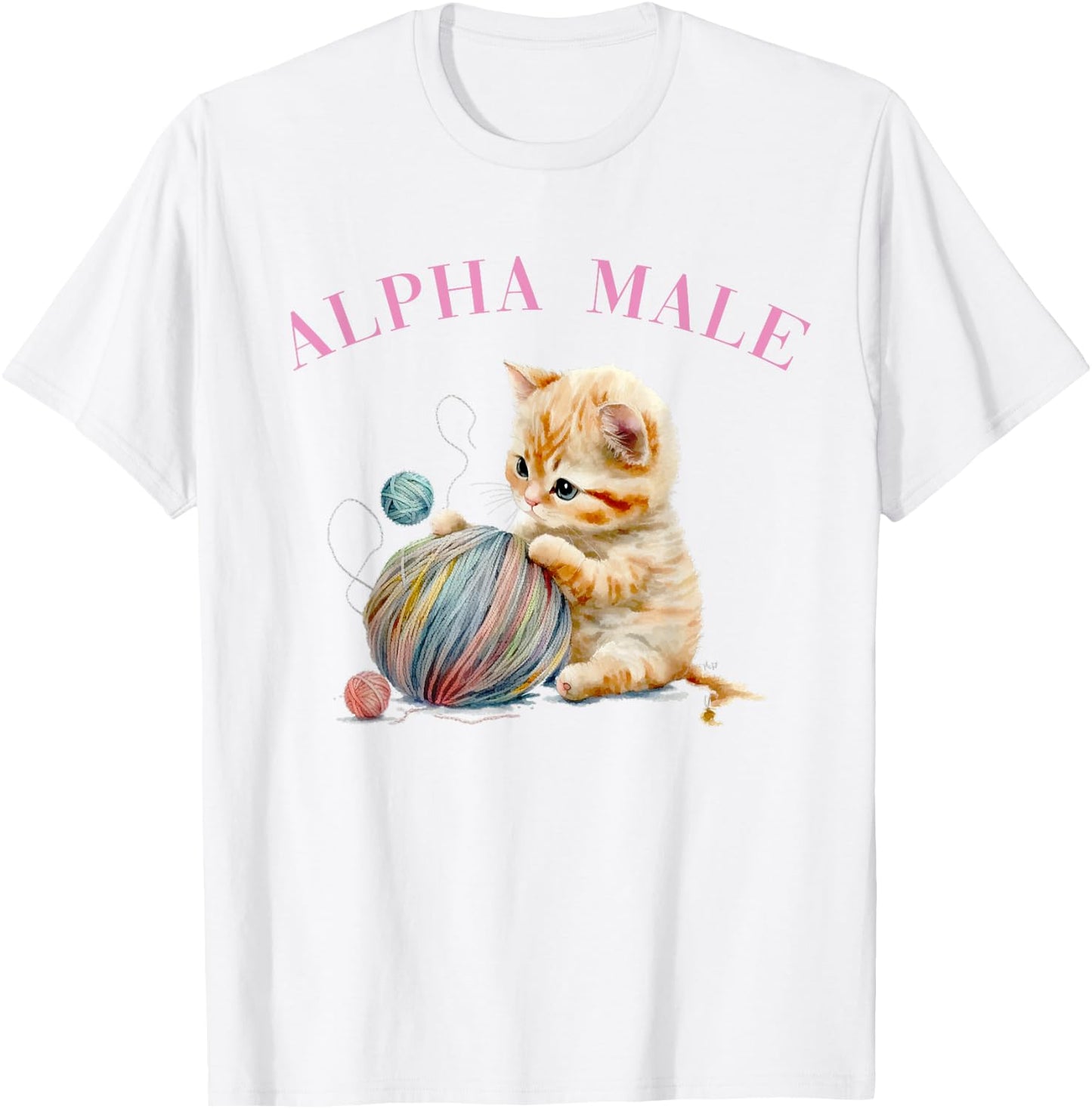 Alpha Male Cute Cat Funny Meme Ironic Kitten T-Shirt - T-Shirt | White