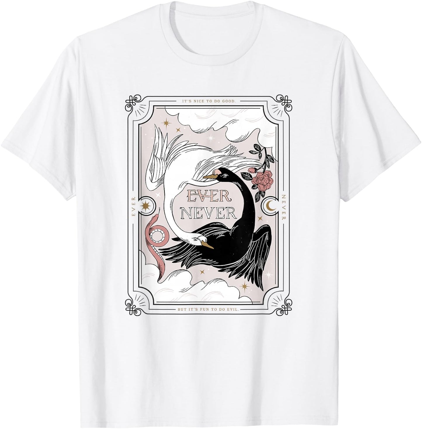 The School for Good and Evil Ever Never Black & White Geese T-Shirt - T-Shirt | White