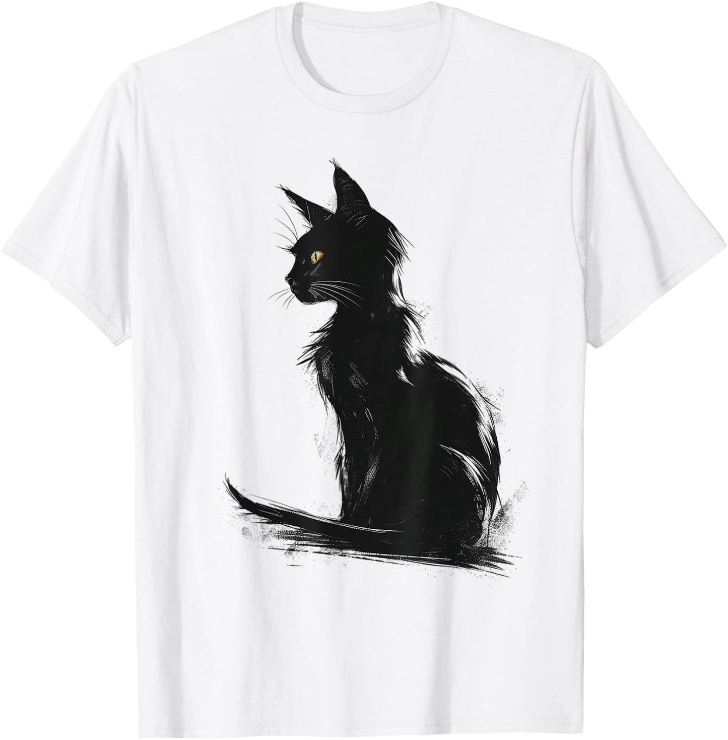 Cat Abstract Graphic Drawing Artwork Animal Cat Men Women Kids T-Shirt - T-Shirt | White