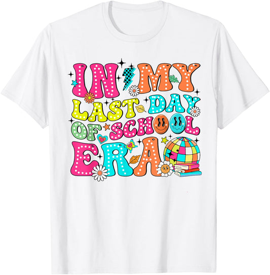 In My Last Day Of School Era Disco Teacher Boy Girl Summer T-Shirt - T-Shirt | White