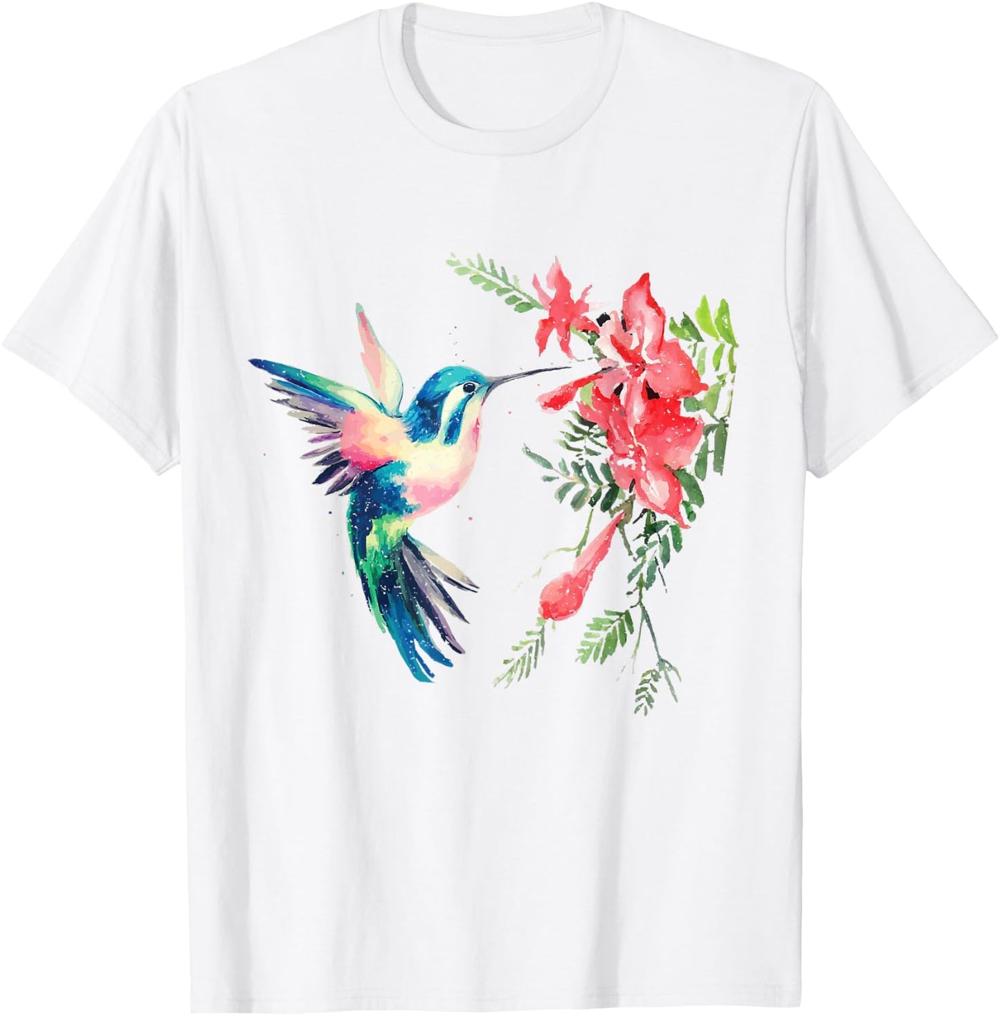 Rainbow Color Hummingbird Funny Bird Lover Gift T-Shirt - T-Shirt | White