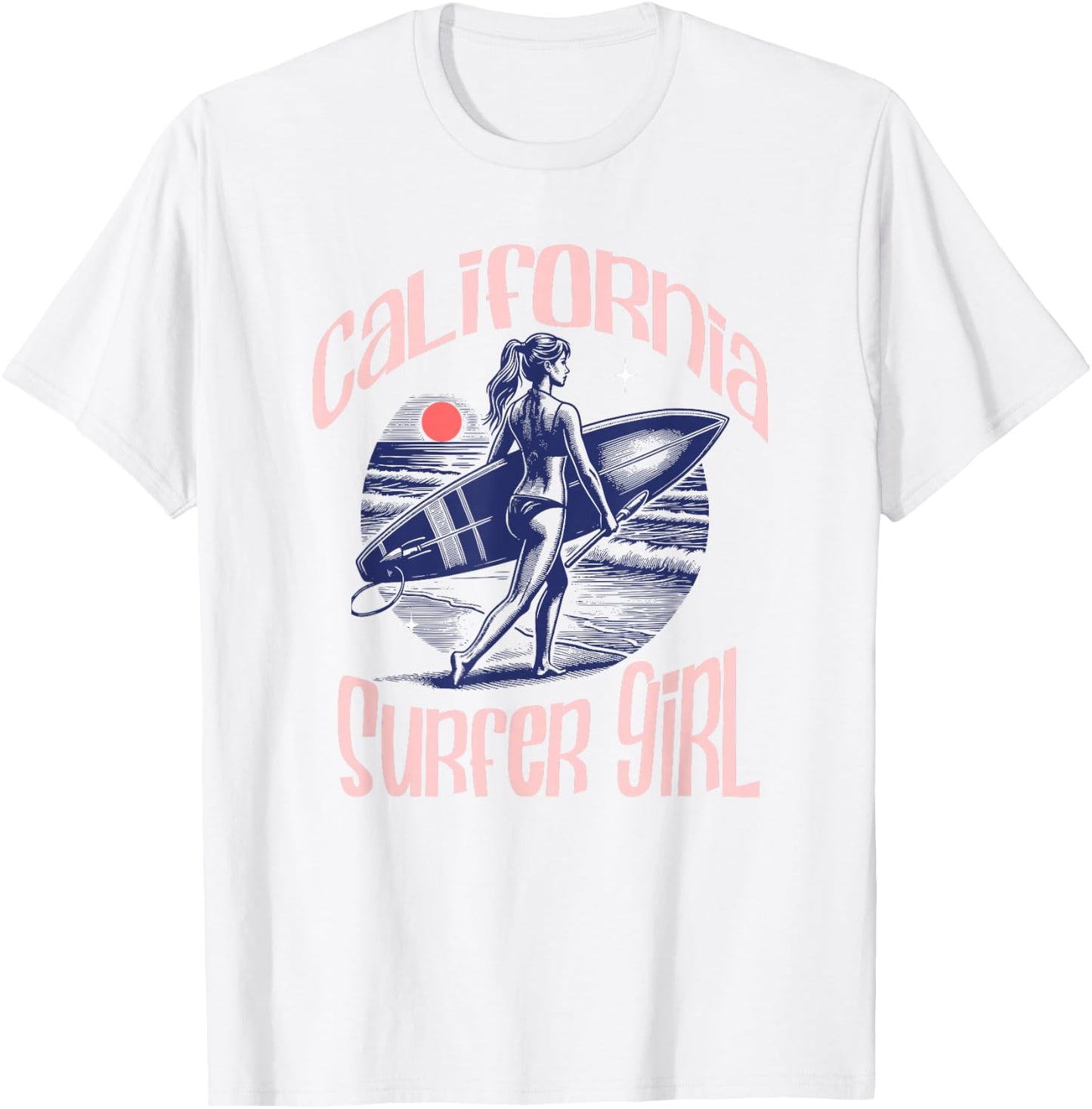 California Surfer Girl Beach Cute Summer T-Shirt - T-Shirt | White