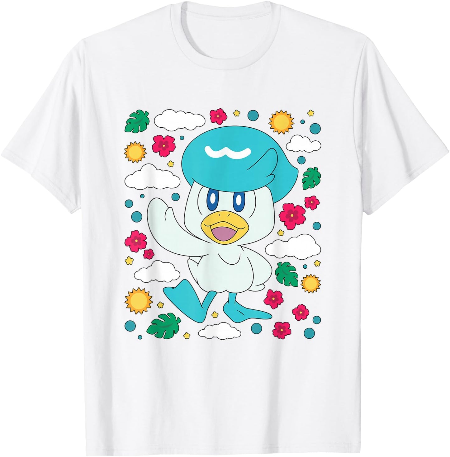 Pokémon Iconic Cute Quaxly Colorful Big Chest Logo T-Shirt - T-Shirt | White