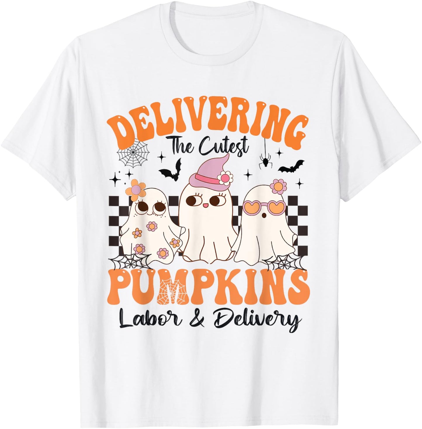 halloween Delivering The Cutest Pumpkins Labor & Delivery T-Shirt - T-Shirt | White