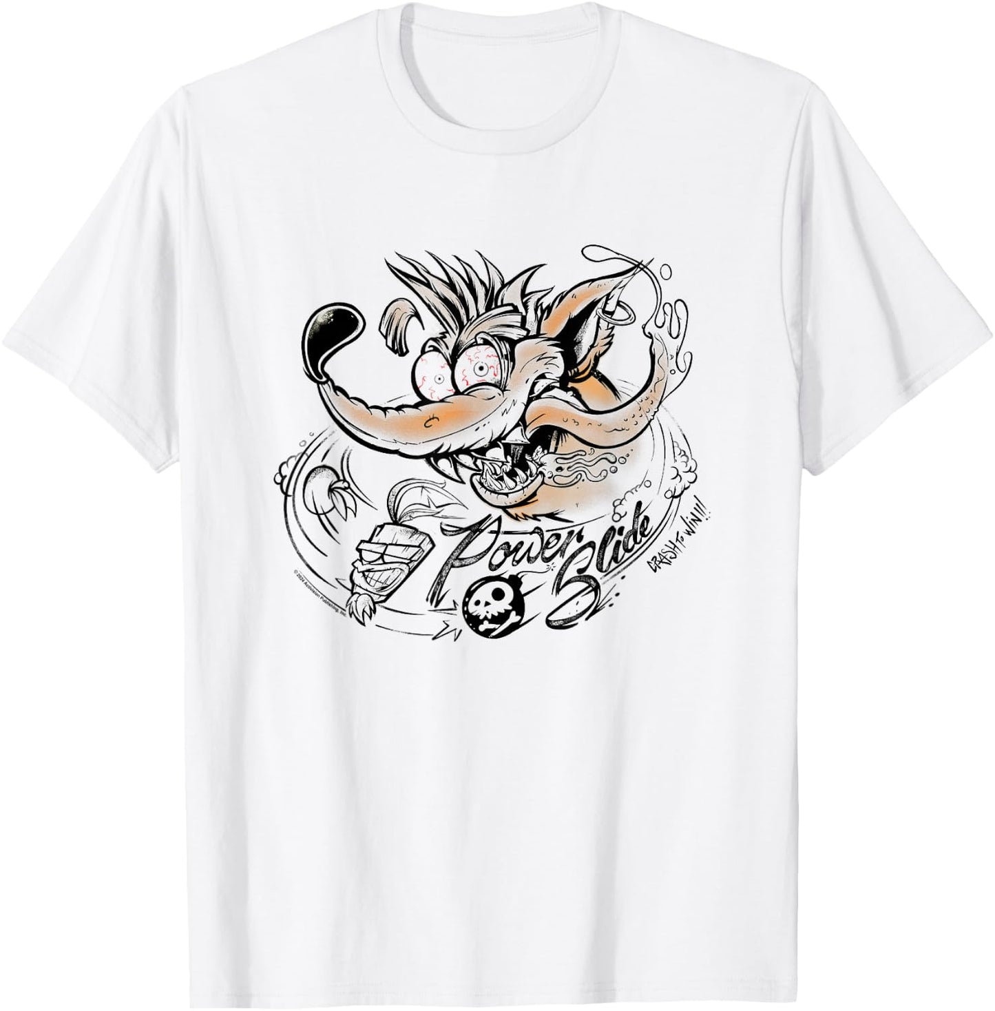 Crash Bandicoot Power Slide Crazy Crash To Win Chest Logo T-Shirt - T-Shirt | White
