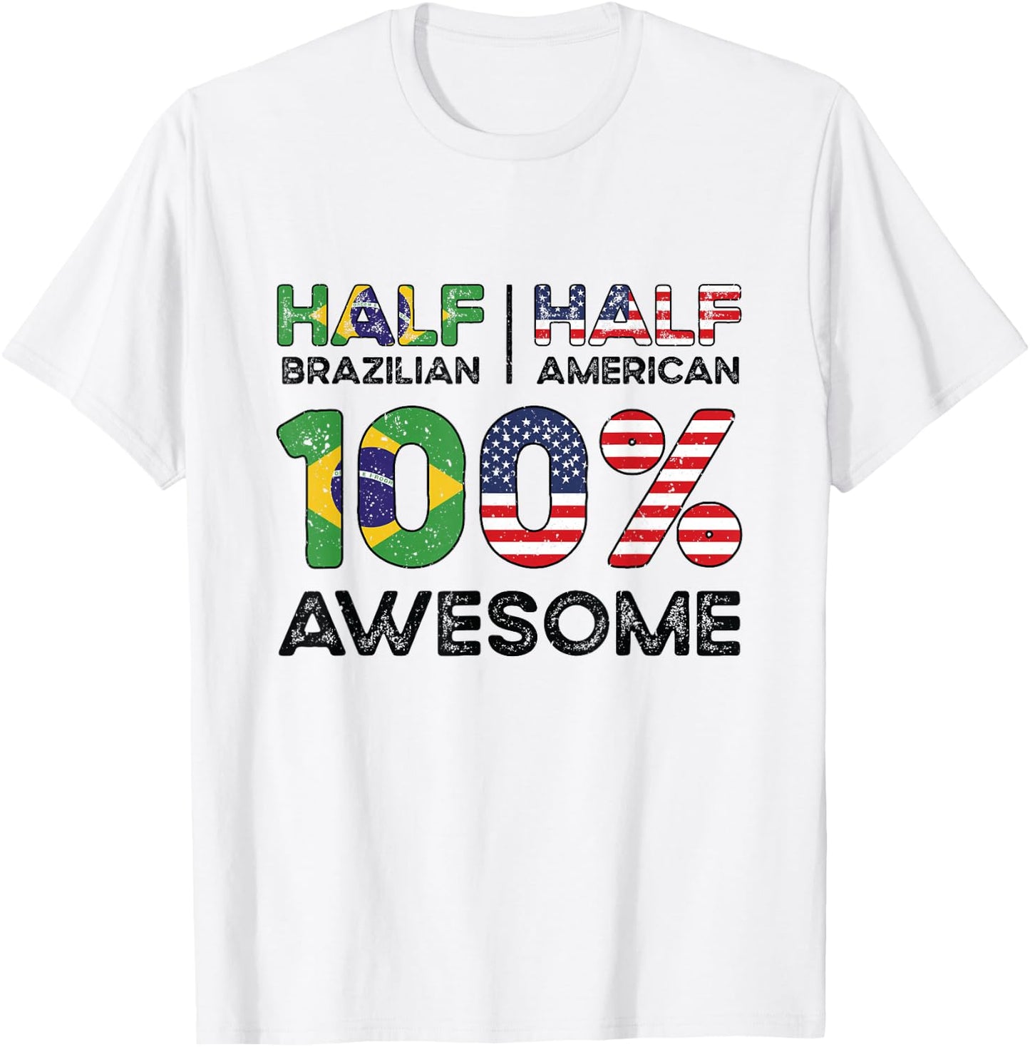Brazilian American Patriot USA Grown Brazil US Flag T-Shirt - T-Shirt | White