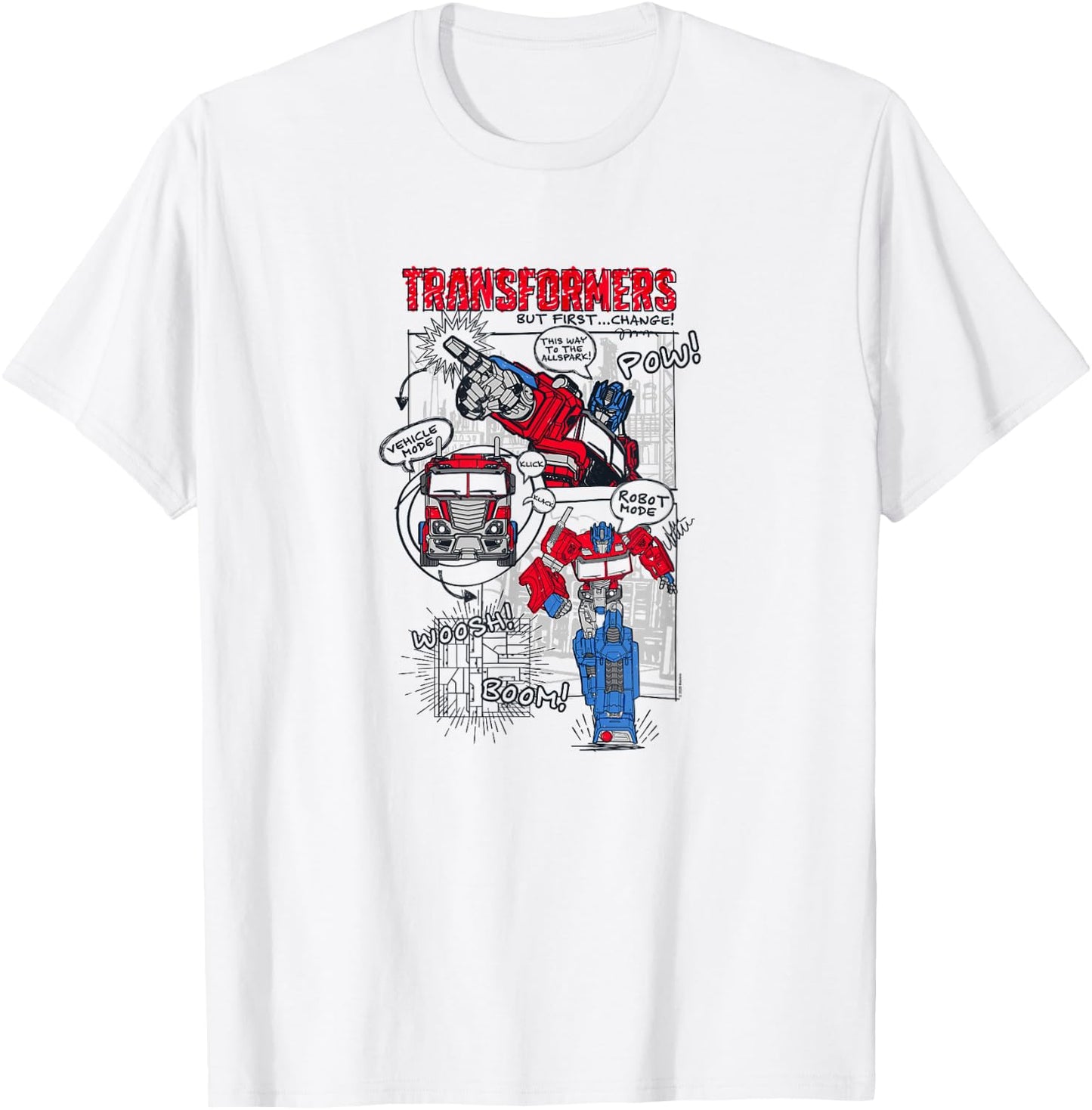 Transformers Optimus Prime Transformation Comic Strip T-Shirt - T-Shirt | White