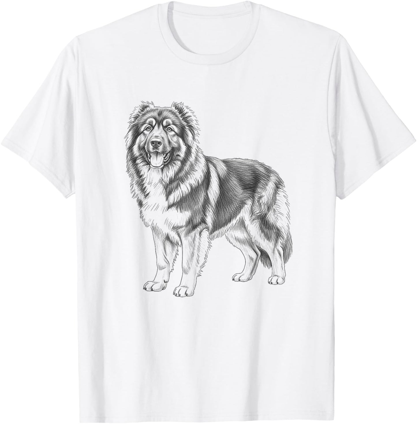 Vintage Caucasian Shepherd Drawing Art Design T-Shirt - T-Shirt | White