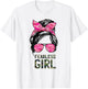 Fearless Girl Camo Green Camoflauge Pink Messy Burn Hair T-Shirt - T-Shirt | White