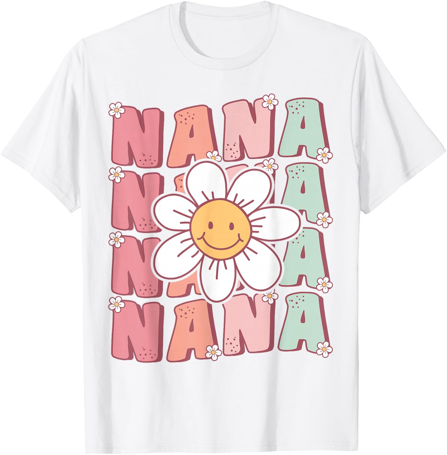 Cute Groovy Nana 70s Family Birthday Party Daisy Flower T-Shirt - T-Shirt | White
