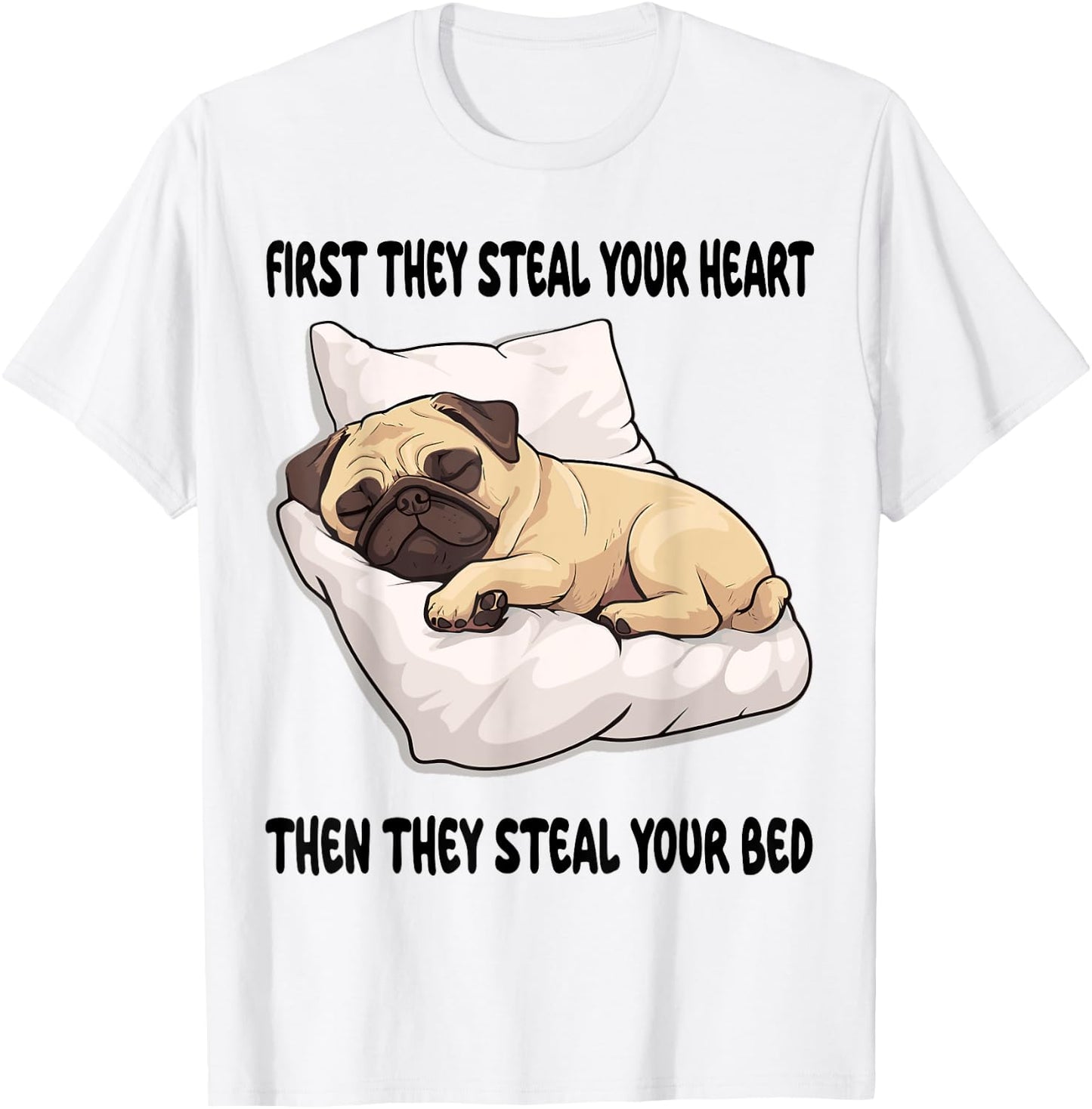 Pug Sleeping Pajamas Nightgown T-Shirt - T-Shirt | White