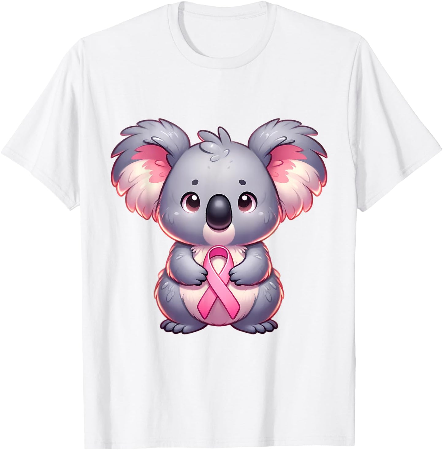 Breast Cancer Awareness Cute Koala Pink Ribbon Animal T-Shirt - T-Shirt | White