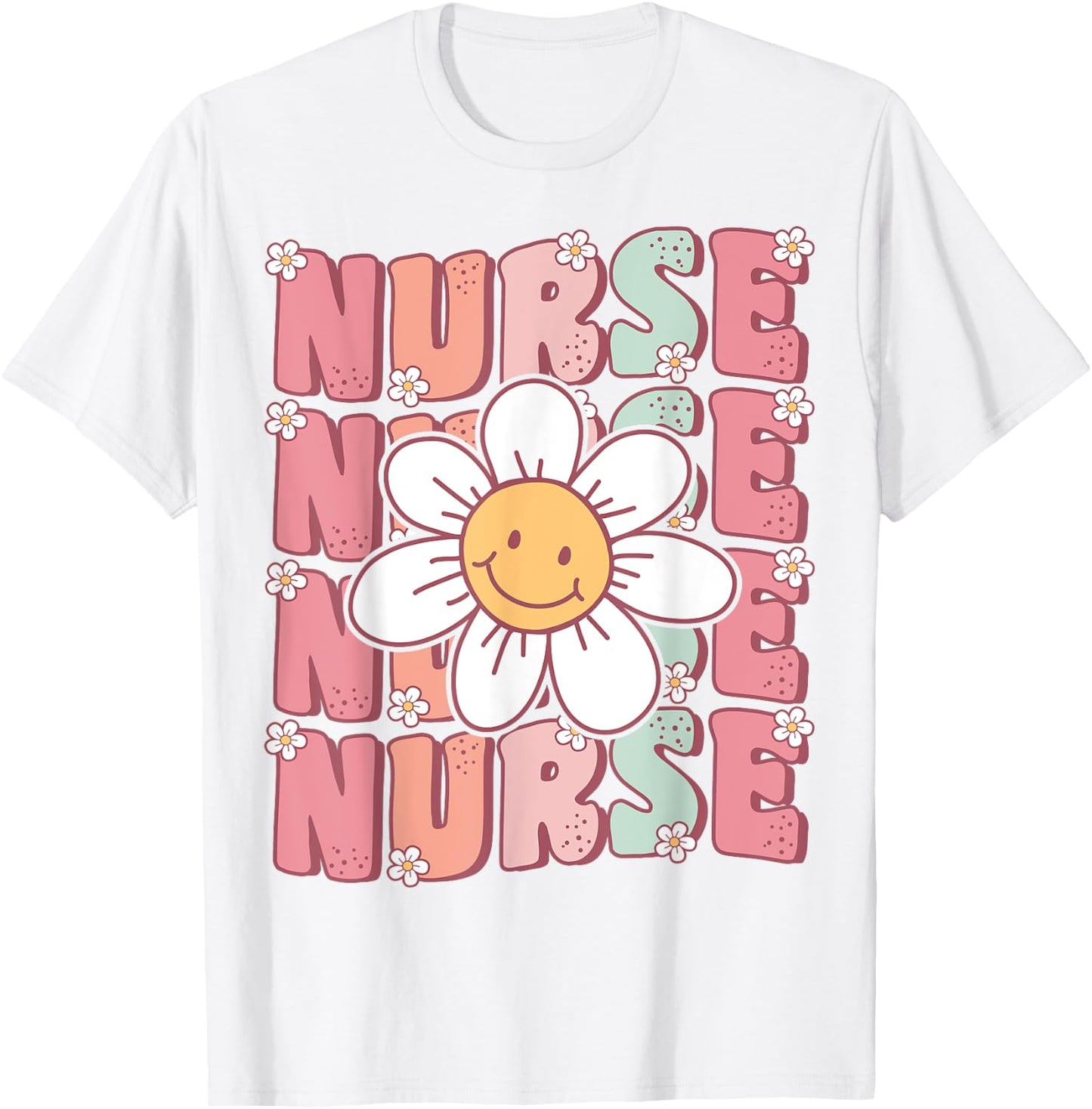 Groovy Nurse Cute Daisy Flower Retro School Nurse ICU CNA RN T-Shirt - T-Shirt | White
