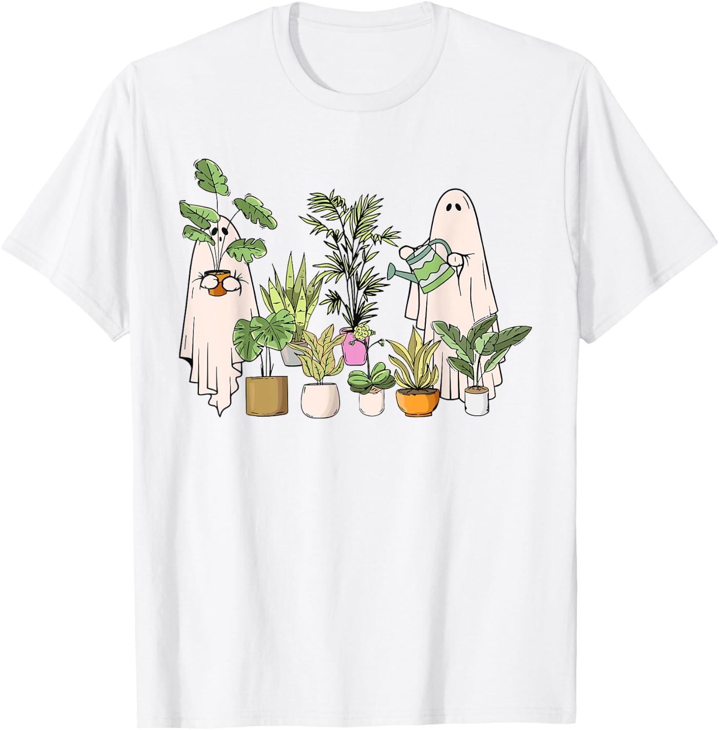 Ghost Plant Lady Halloween Gardening Plant Houseplant Lovers T-Shirt - T-Shirt | White