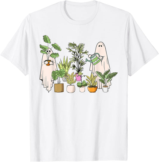 Ghost Plant Lady Halloween Gardening Plant Houseplant Lovers T-Shirt - T-Shirt | White