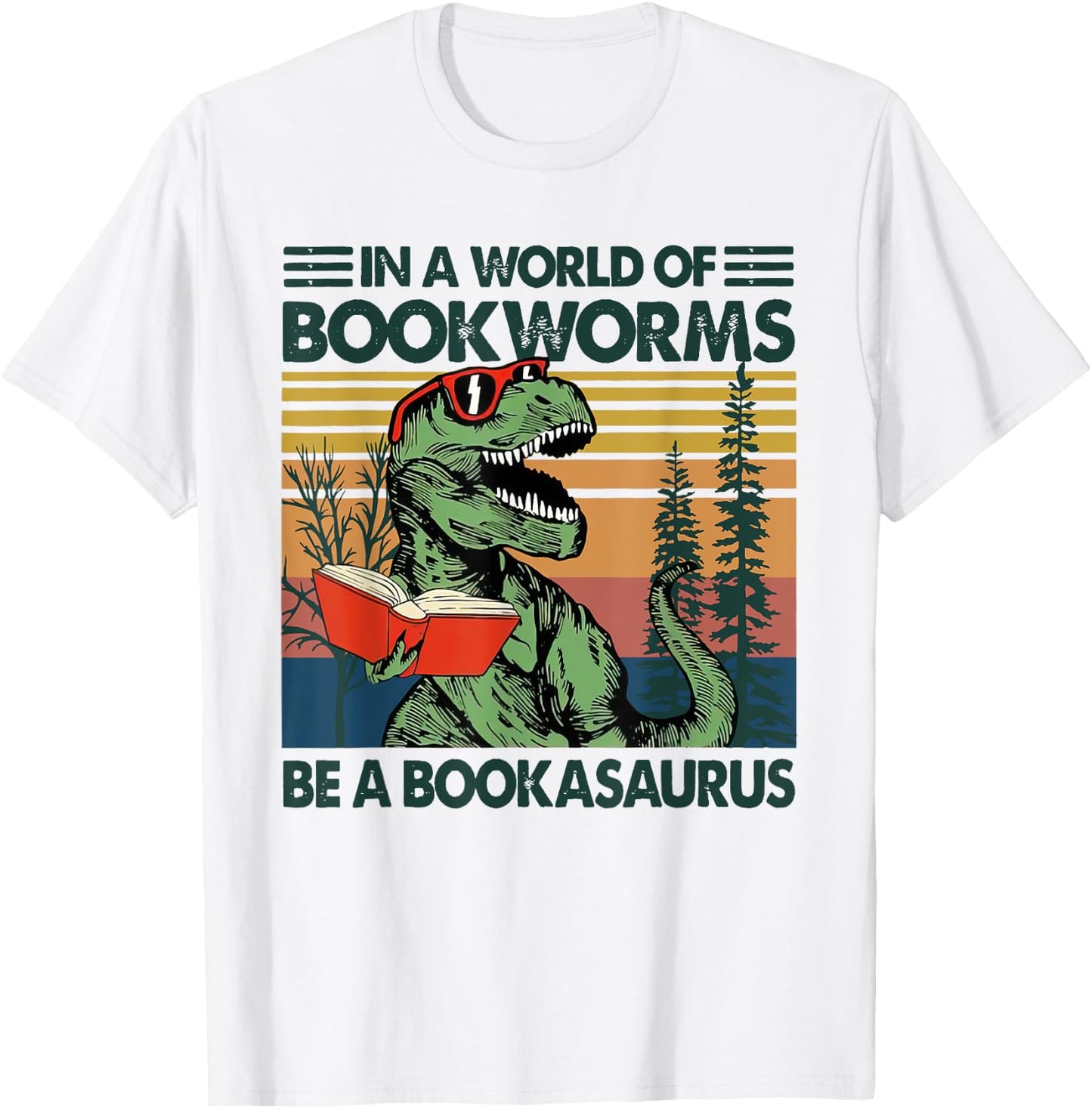 In A World Of BookWorms Be A BookAsaurus Vintage T-Shirt - T-Shirt | White