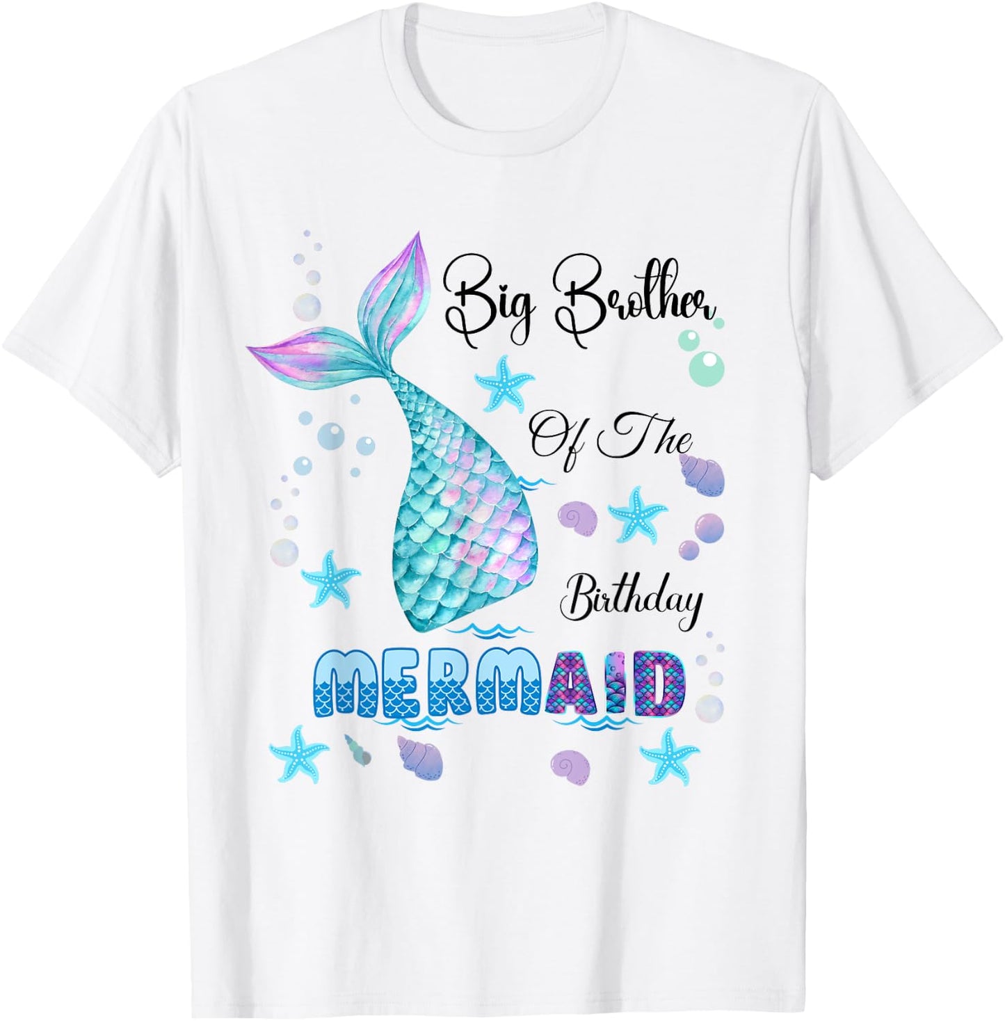 Big Brother Of The Birthday Mermaid Bday Party Mermaid Kids T-Shirt - T-Shirt | White