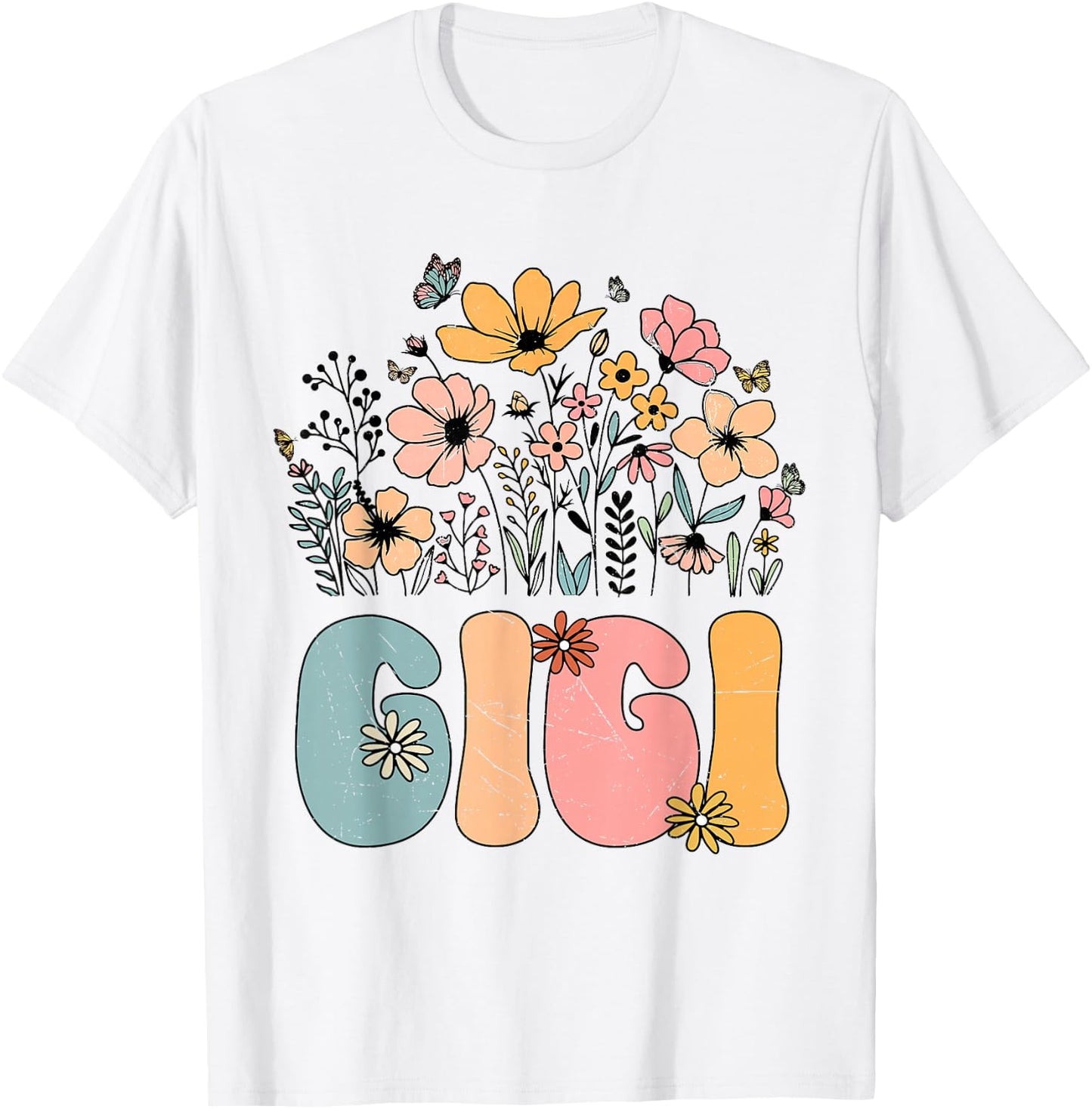 Wildflower Gigi for Grandma Grandmother Announcement T-Shirt - T-Shirt | White