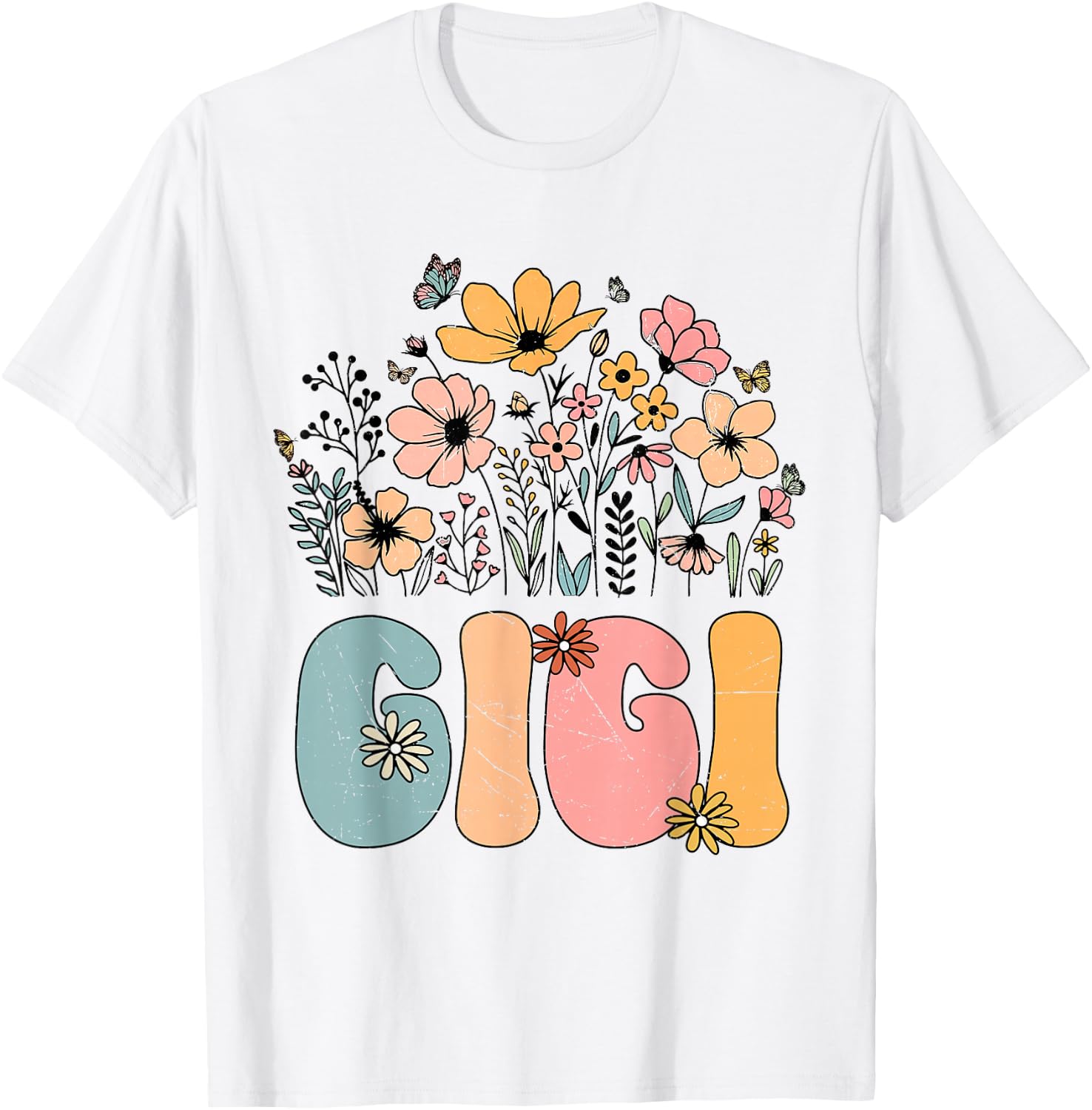 Wildflower Gigi for Grandma Grandmother Announcement T-Shirt - T-Shirt | White