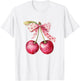 Coquette Bow with Cherry Kawaii T-Shirt - T-Shirt | White