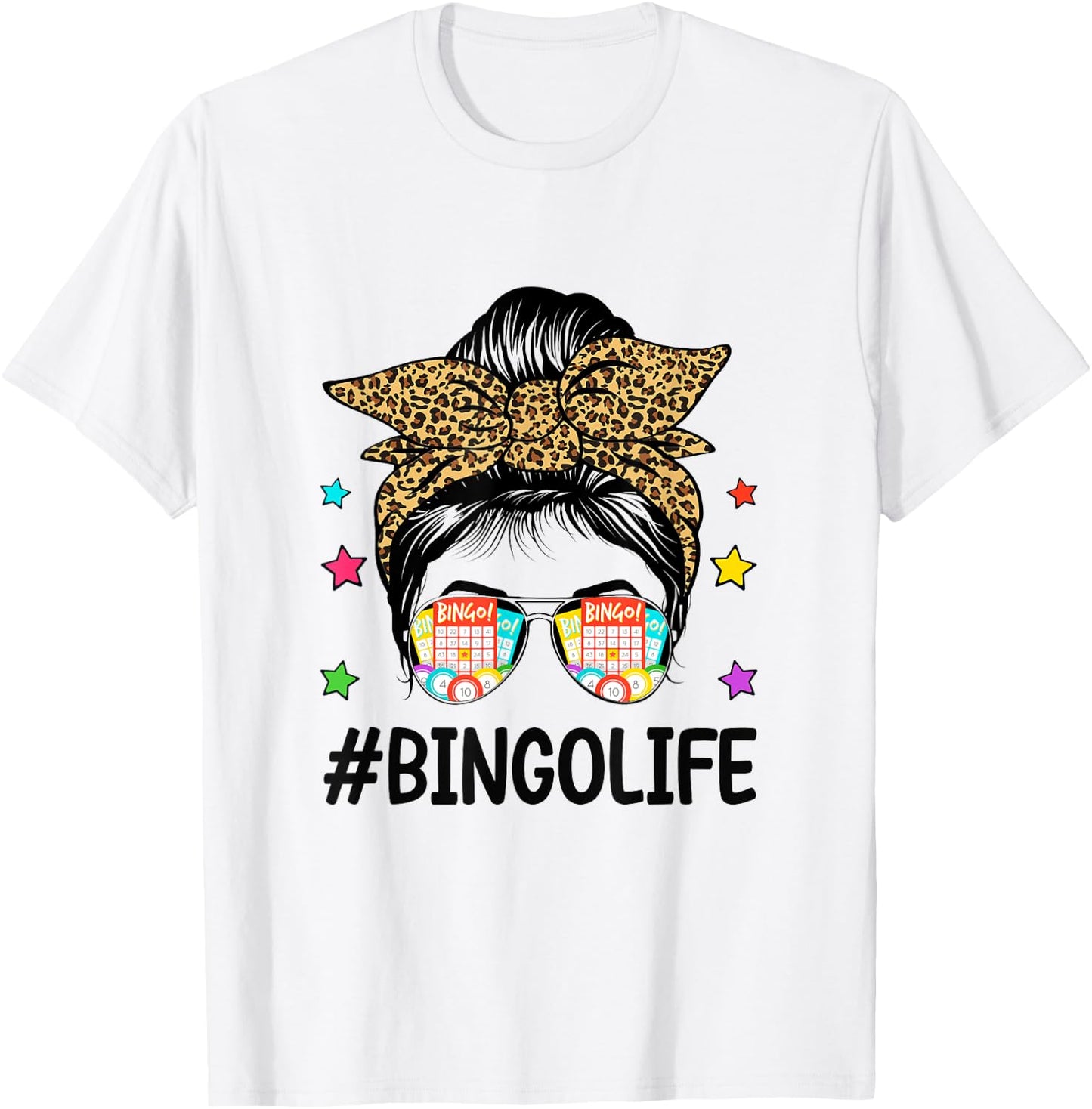 Bingo Life Messy Bun Bingo Lover Grandma Mom Mothers Day T-Shirt - T-Shirt | White