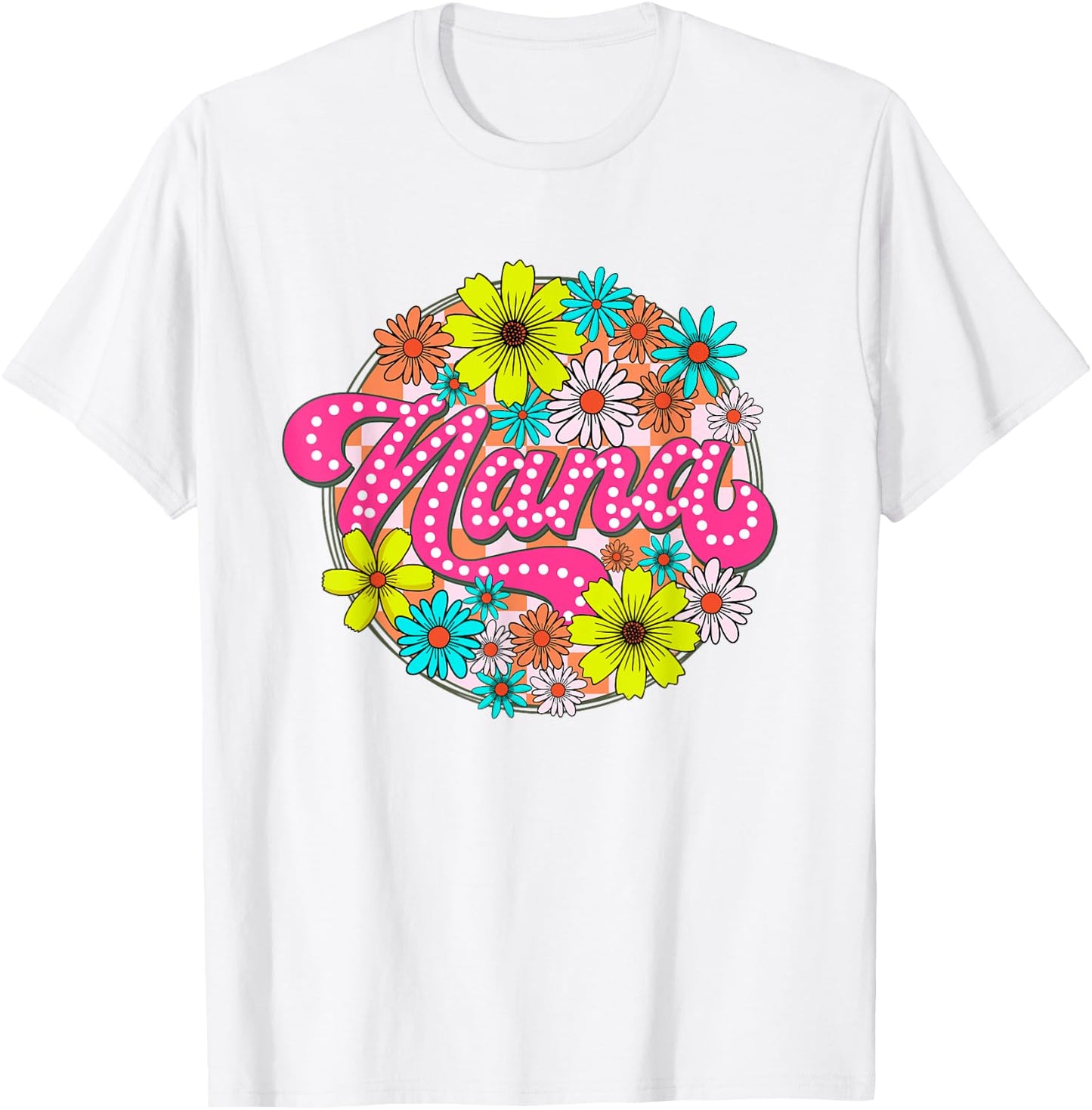 Groovy Nana Retro Flowers Women Mother's Day Grandma T-Shirt - T-Shirt | White
