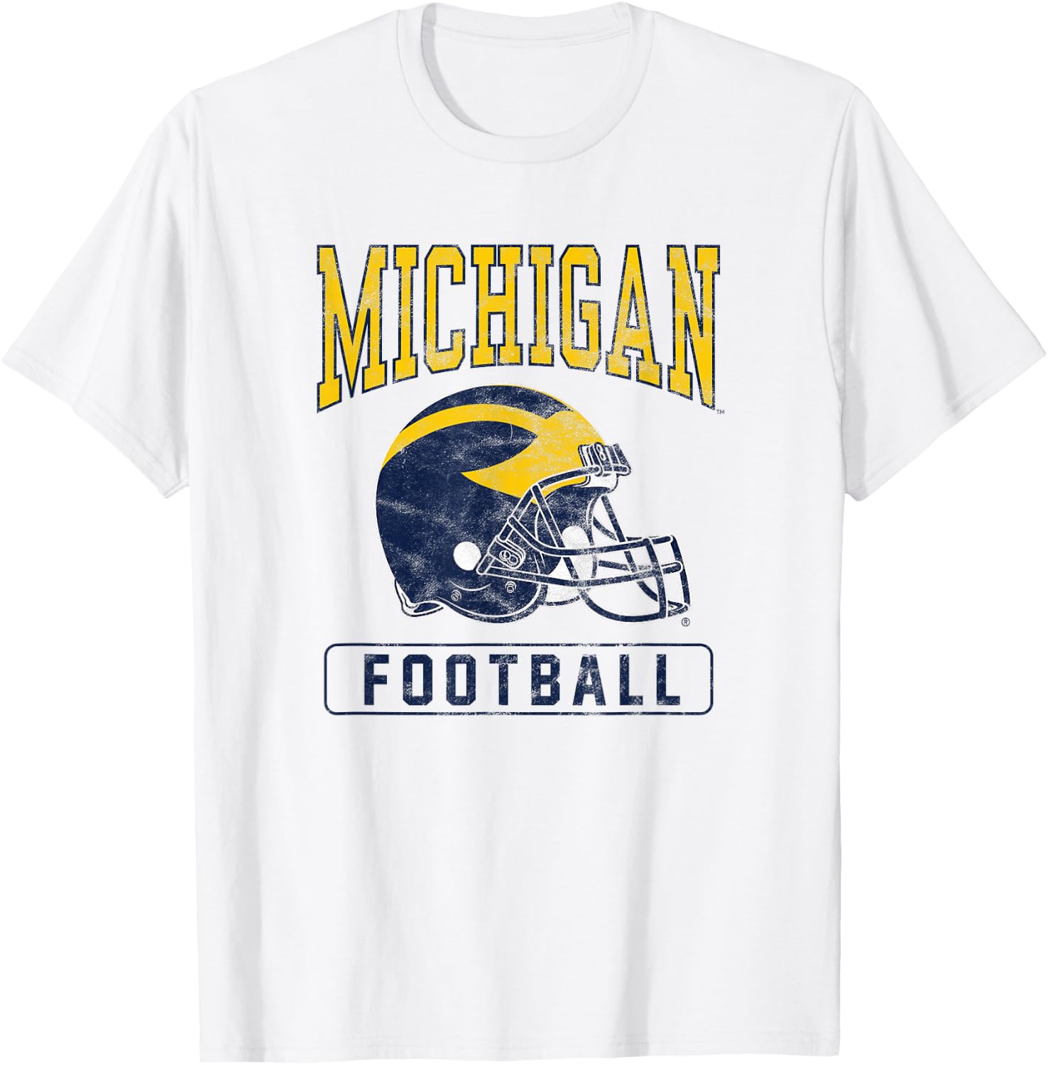 University of Michigan Wolverines U of M Football Helmet T-Shirt - T-Shirt | White