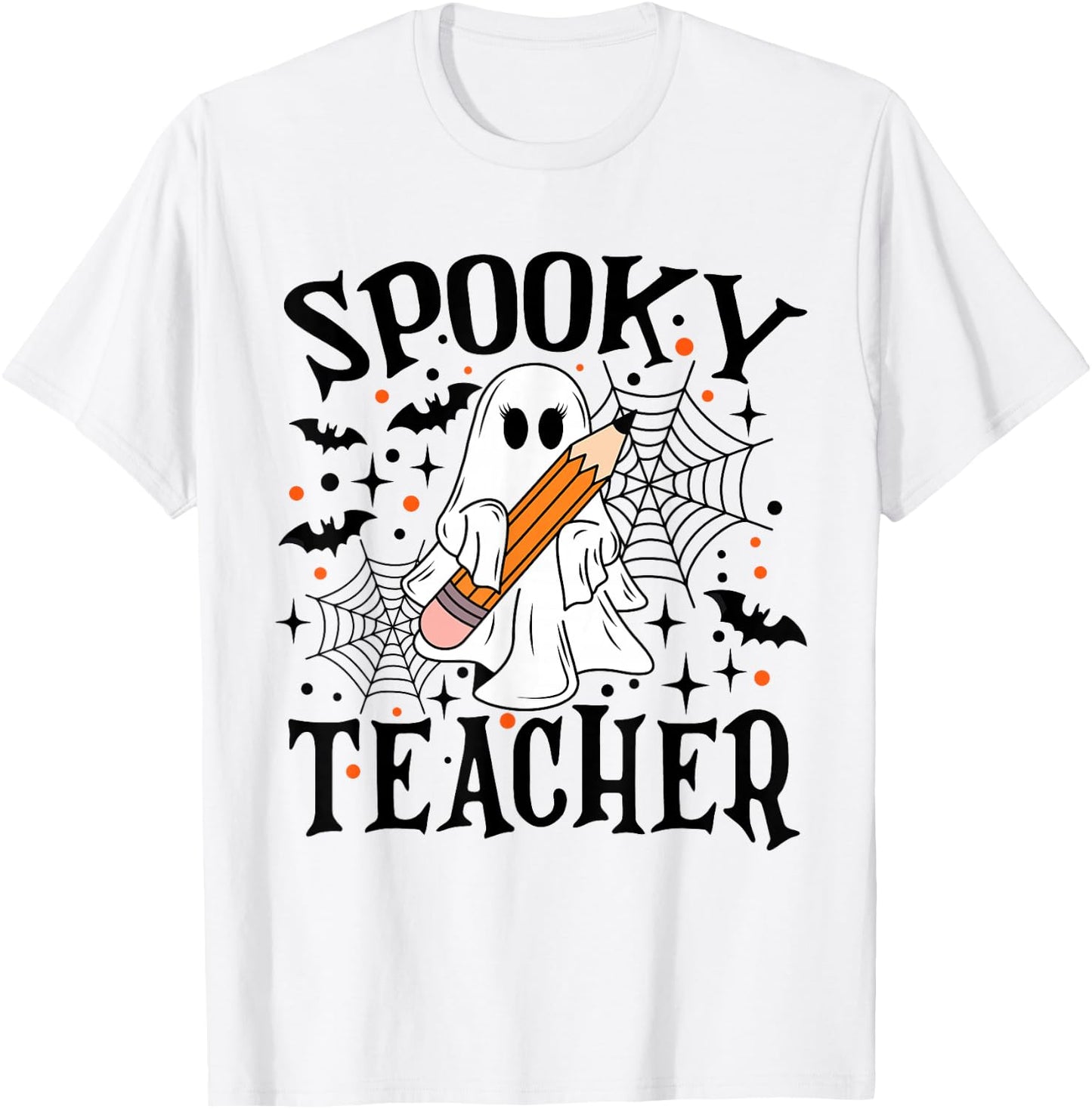 Spooky Teacher Ghost Boo Halloween Spooky Season Teaching T-Shirt - T-Shirt | White