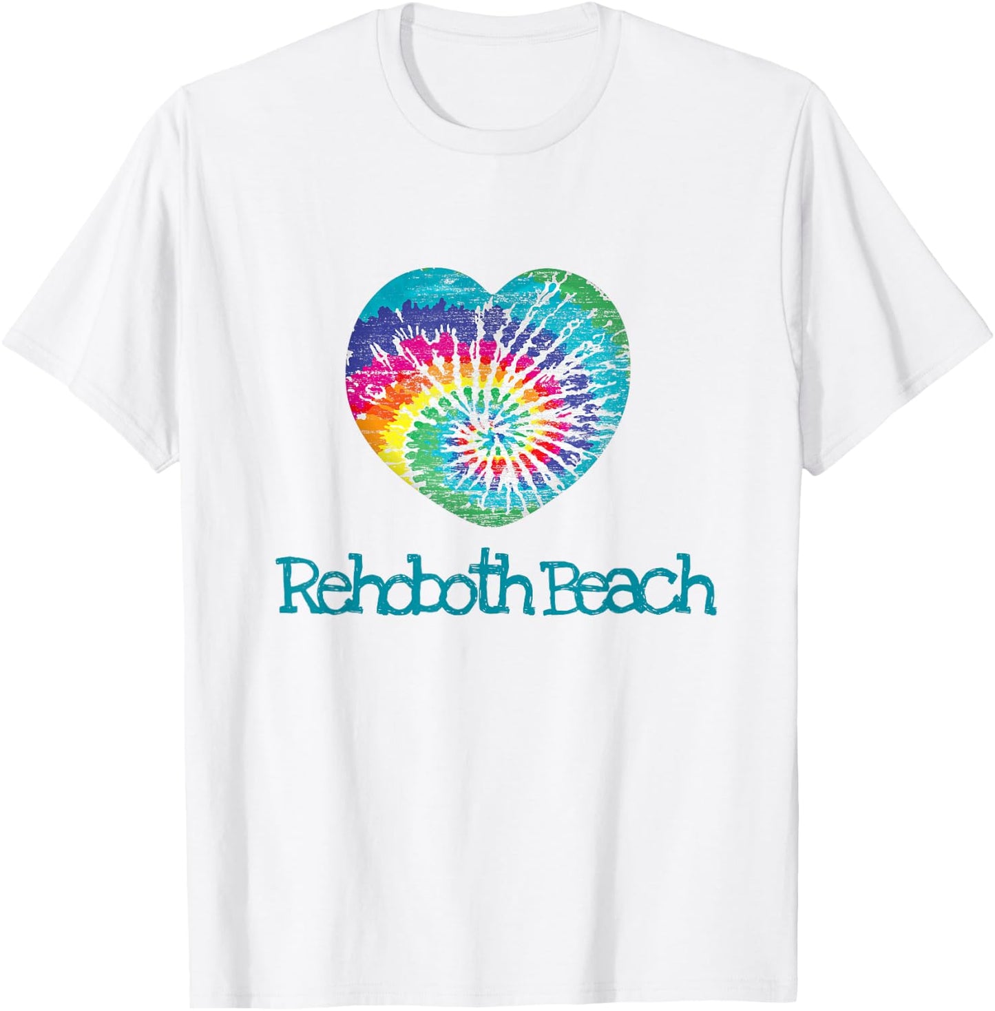 Love Heart Rehoboth Beach Tie Dye Batik Hippy 70's Mod T-Shirt - T-Shirt | White