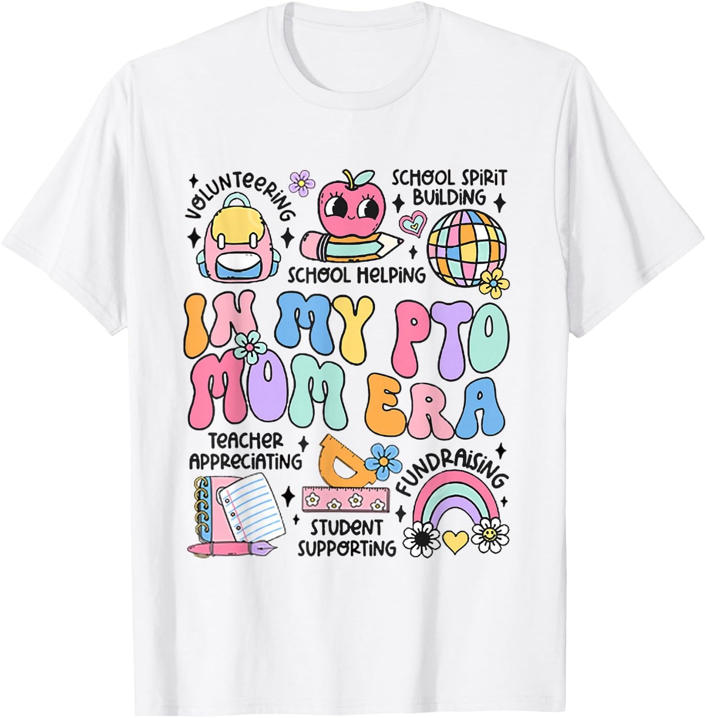 Retro In My PTO Mom Era Parent Organization Team Teacher T-Shirt - T-Shirt | White