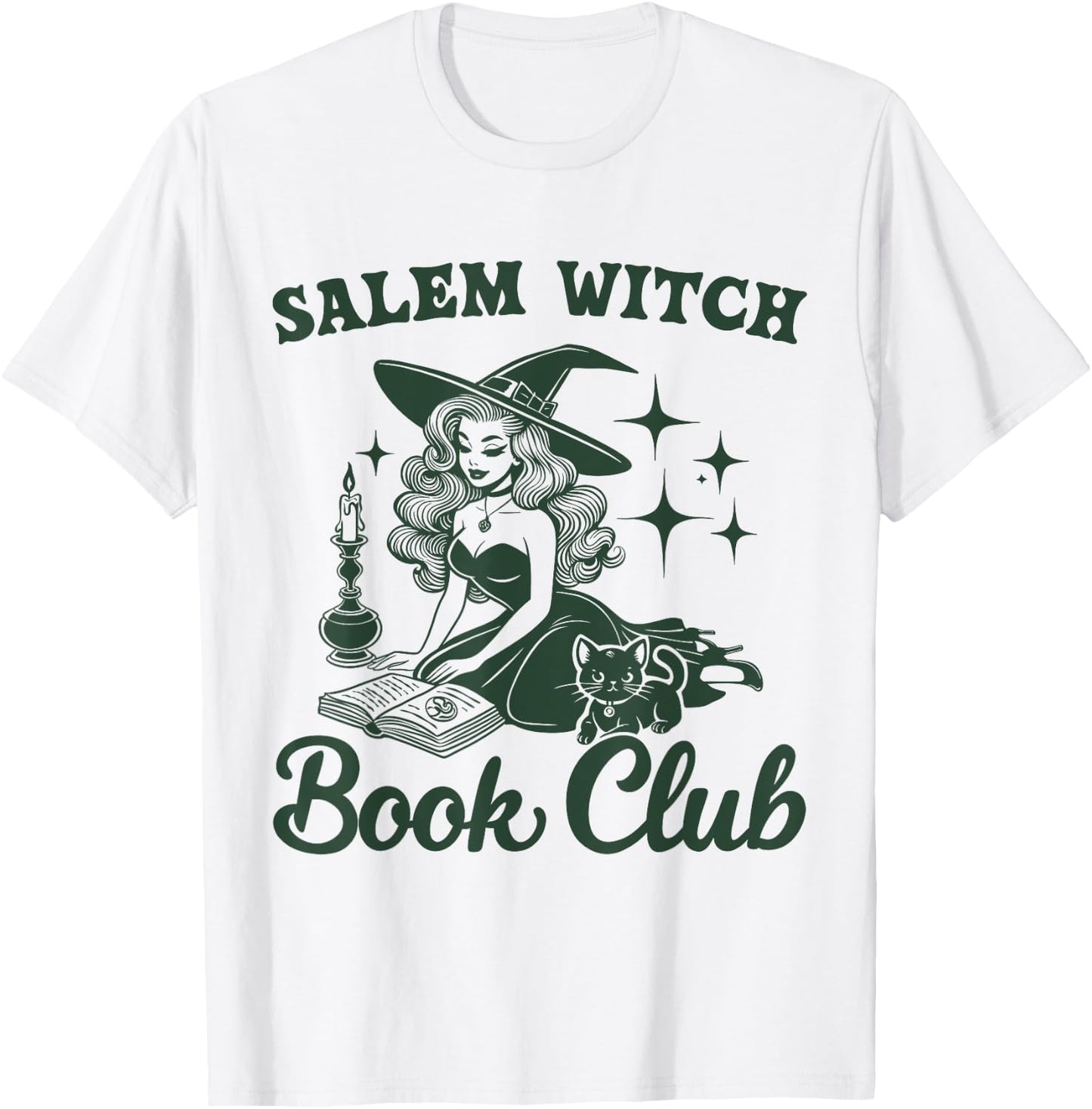 Salem Witch Book Club bookworm reading witch T-Shirt - T-Shirt | White