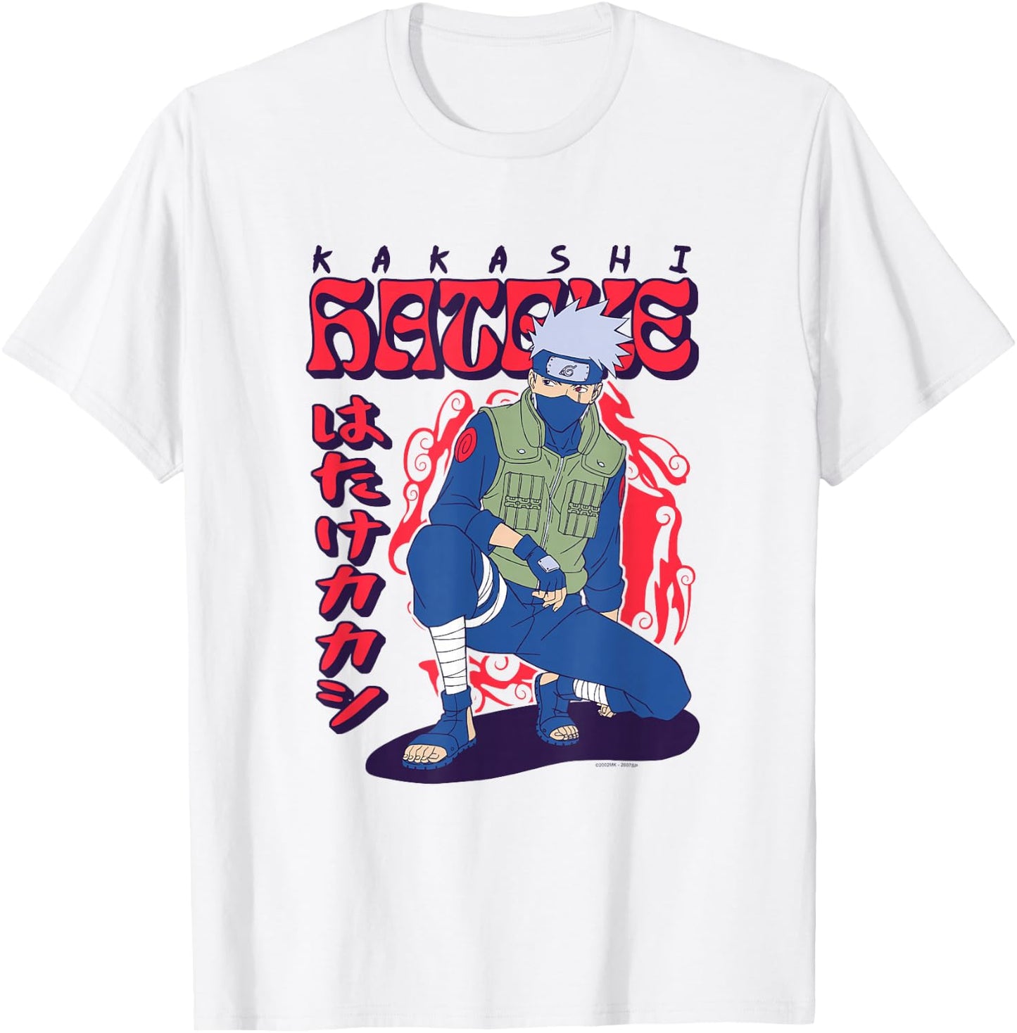 Naruto Shippuden Kakashi Wavy Text T-Shirt - T-Shirt | White