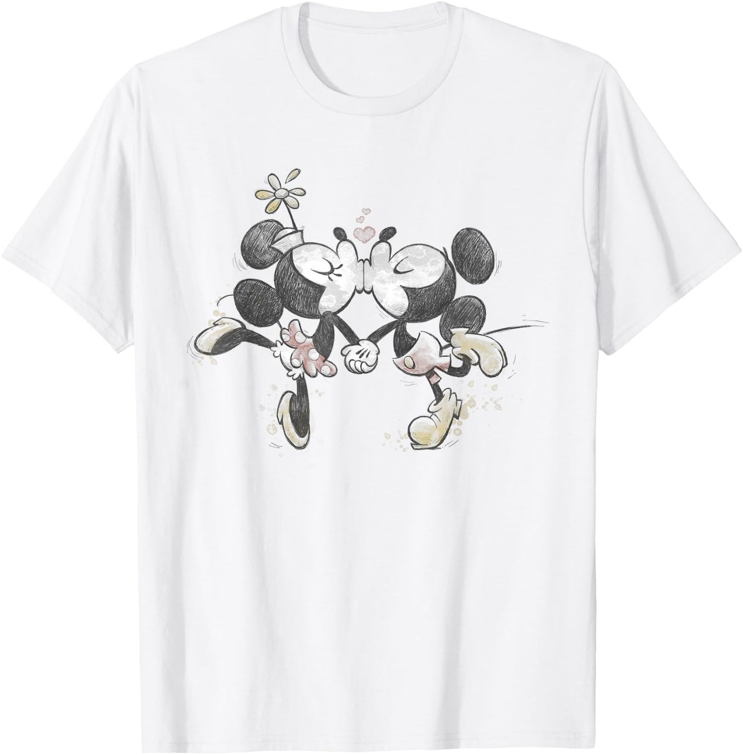 Disney - Valentines Mickey Minnie Kissing Face T-Shirt - T-Shirt | White