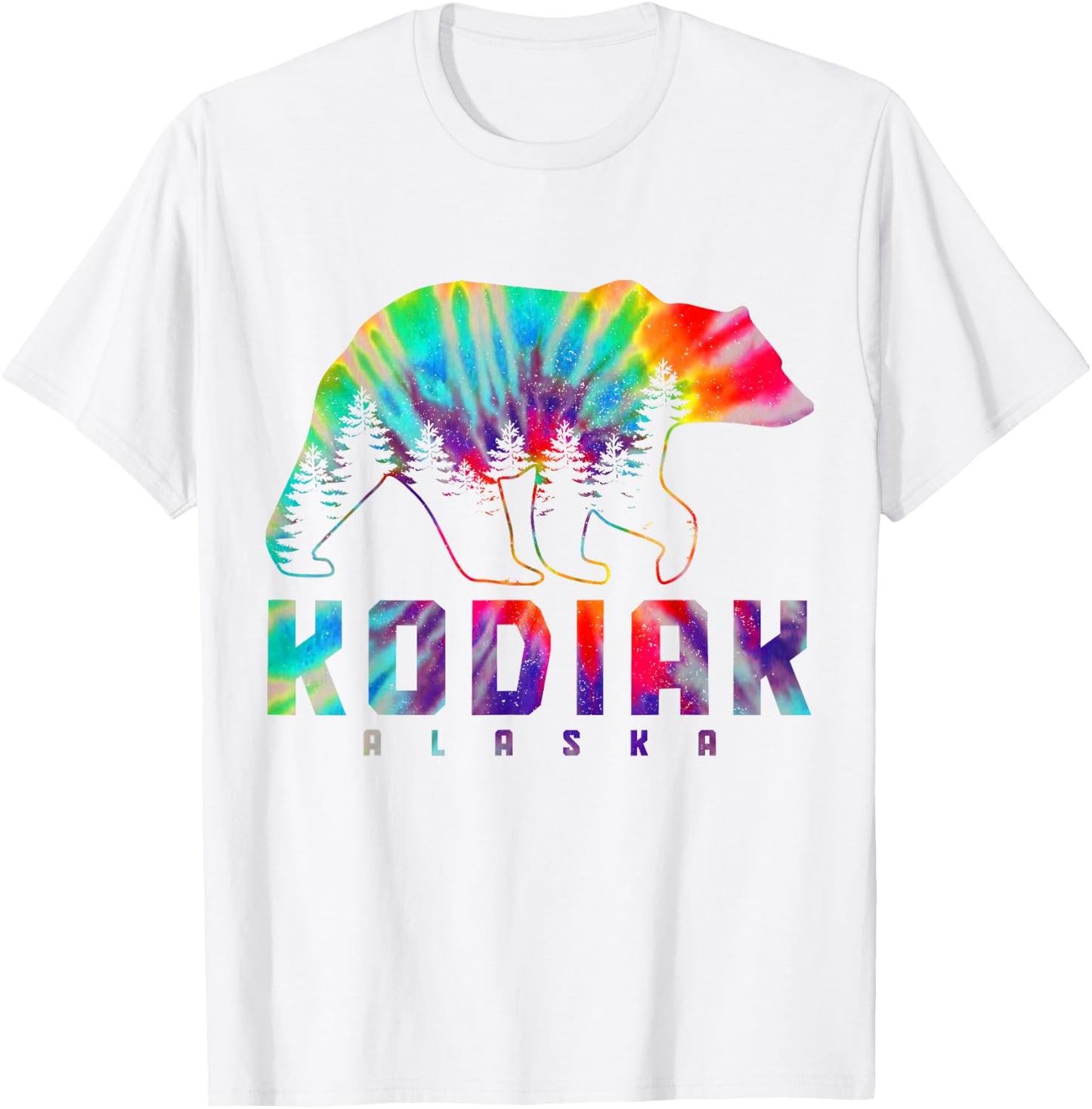 Kodiak Alaska Tie Dye Bear Pride Outdoor Nature Vintage T-Shirt - T-Shirt | White