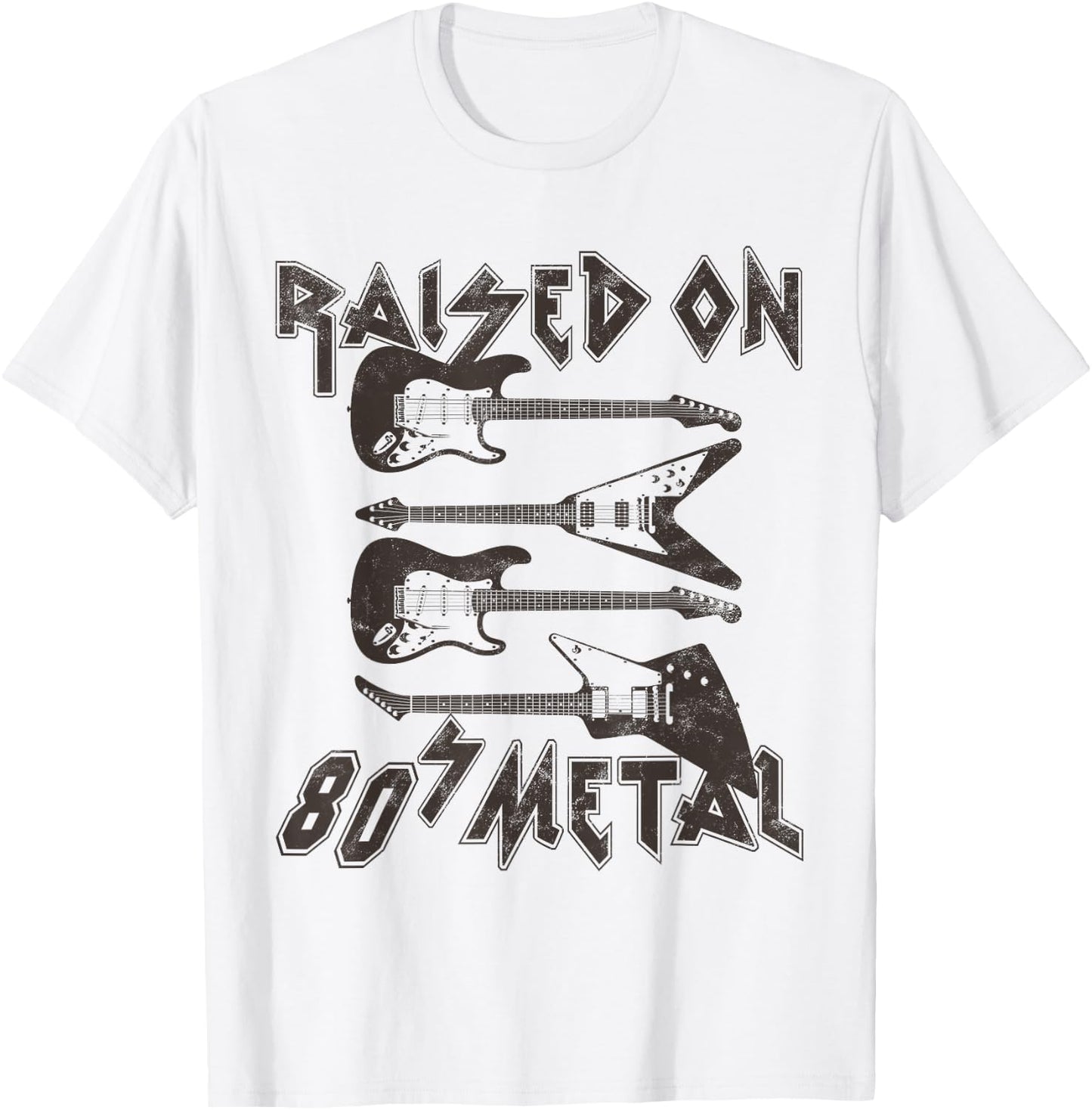 Raised On 80s Metal 80s Rock Hair Bands Metal Music Lover T-Shirt - T-Shirt | White