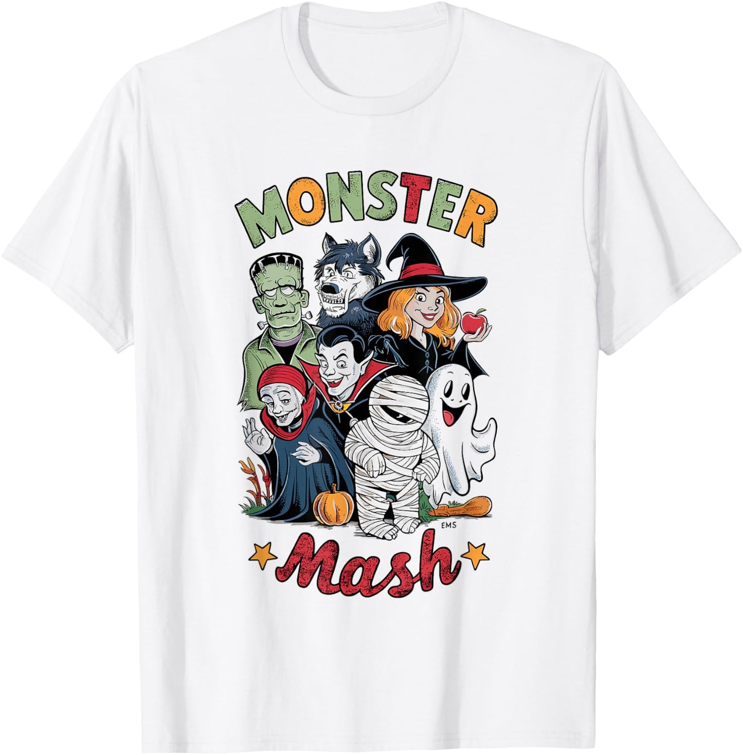 Vintage HALLOWEEN SHIRT | Classic Monster Characters Mash T-Shirt - T-Shirt | White