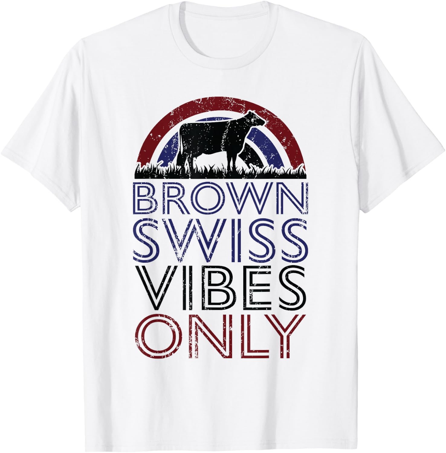 Cow Vibes Only - Cow Breeder Brown Swiss Cattle Farmer T-Shirt - T-Shirt | White