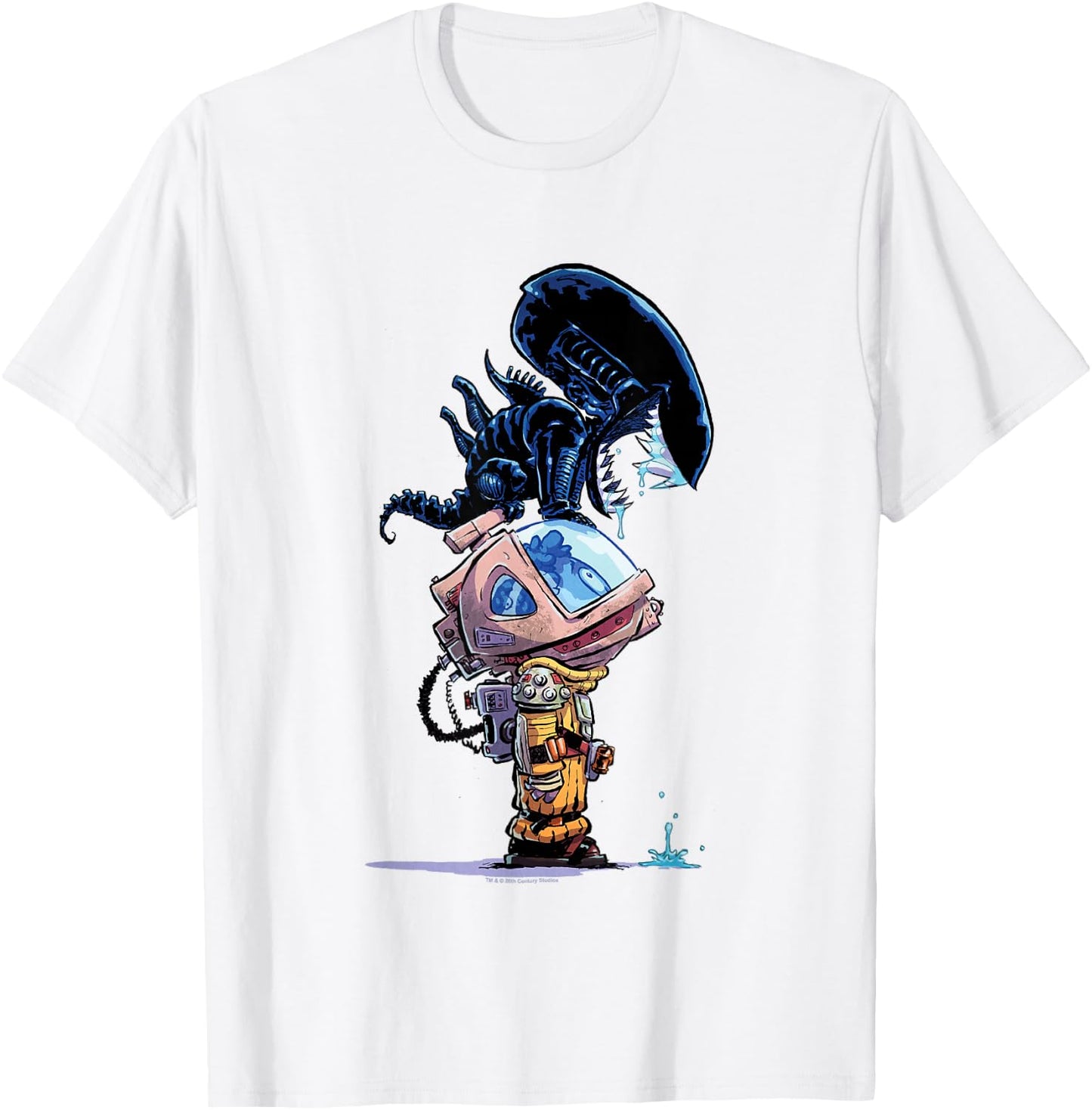Aliens Cute Animated Xenomorph Big Chest Chibi Poster T-Shirt - T-Shirt | White