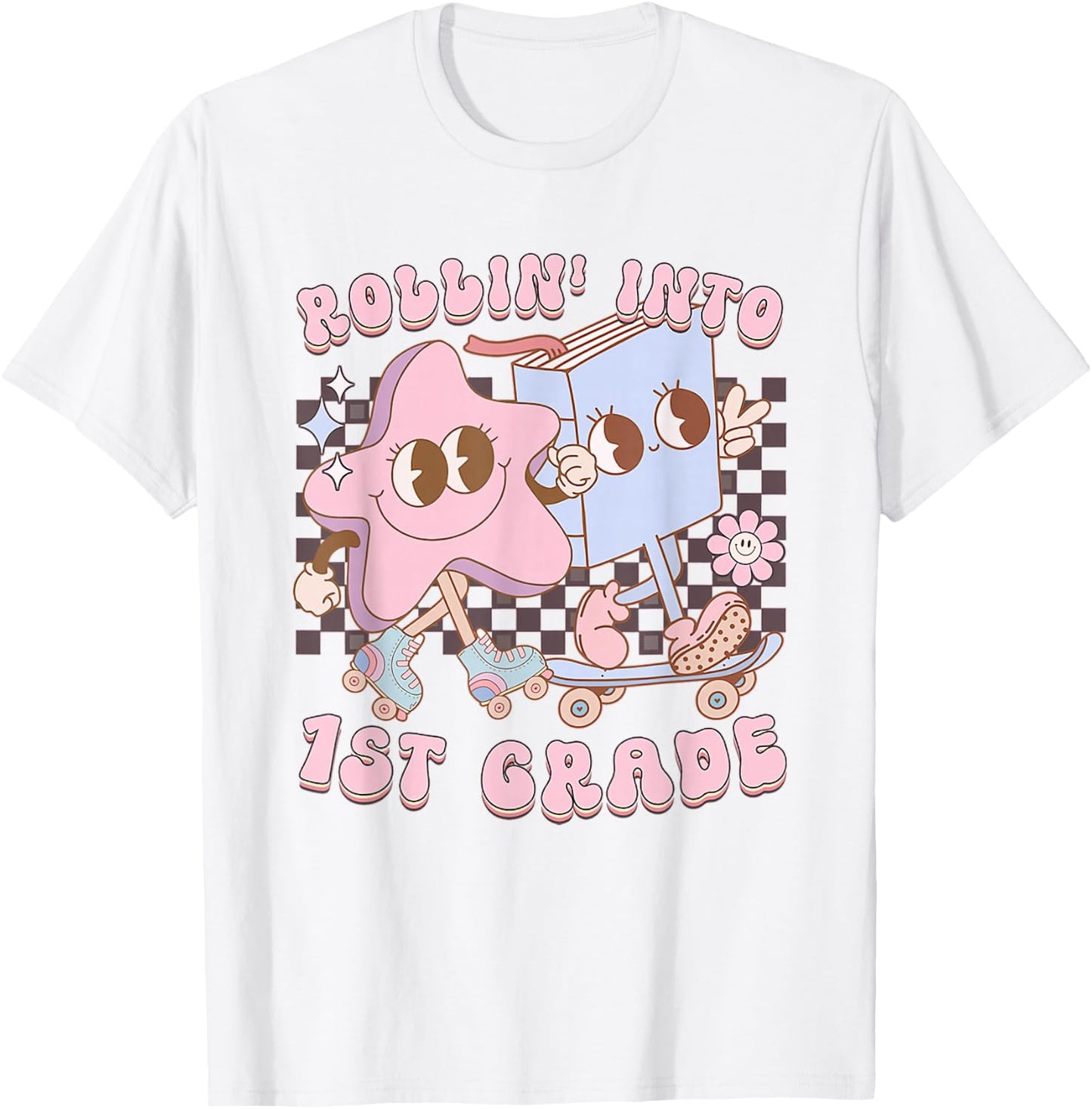 Retro Rolling Into First Grade First Day Of School Kids T-Shirt - T-Shirt | White