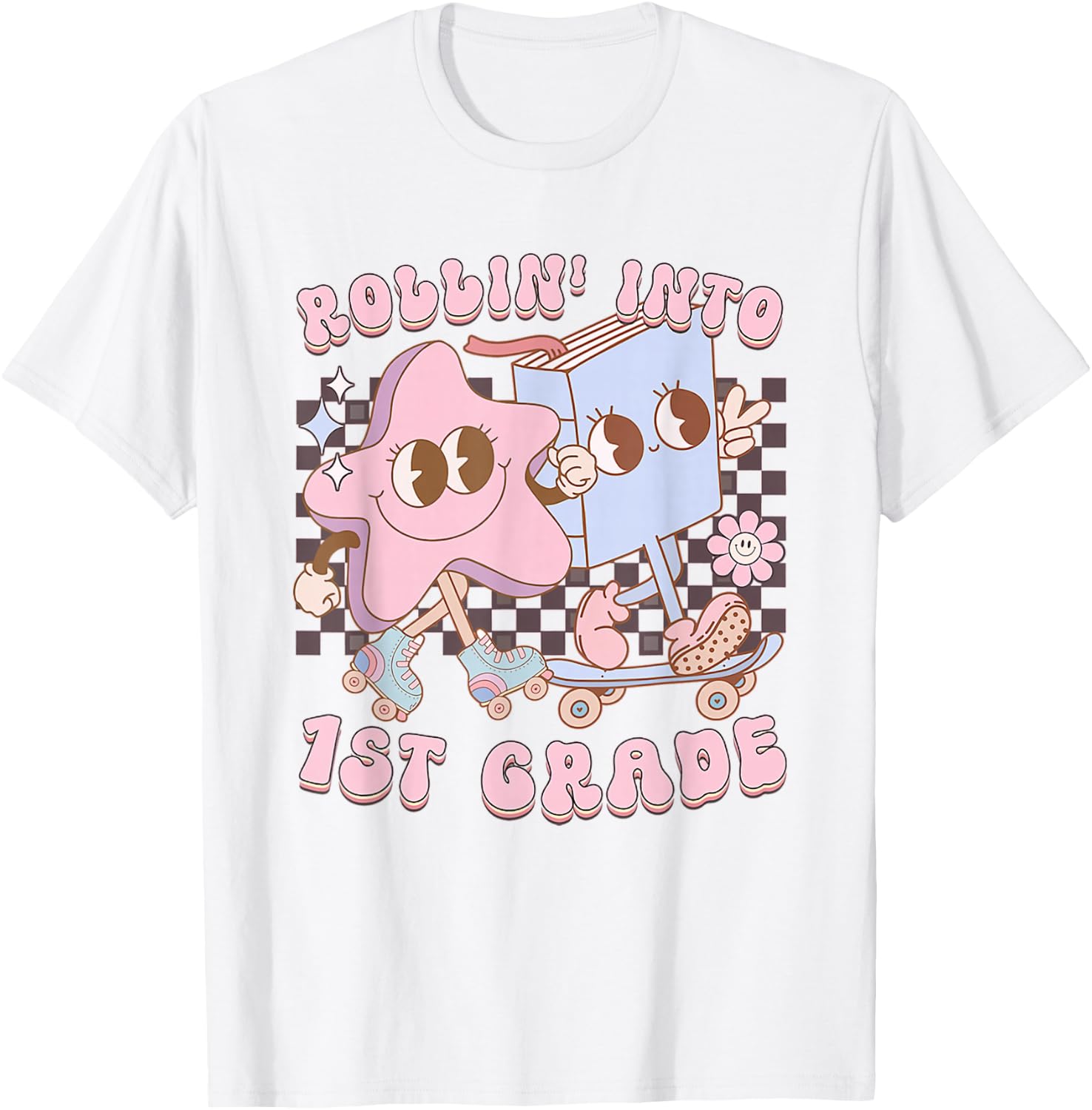 Retro Rolling Into First Grade First Day Of School Kids T-Shirt - T-Shirt | White