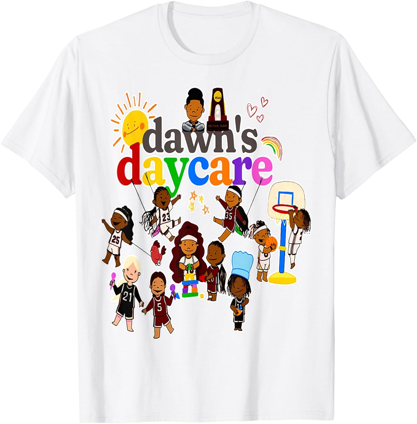 Dawn's Daycare Basketball cute funny T-Shirt - T-Shirt | White