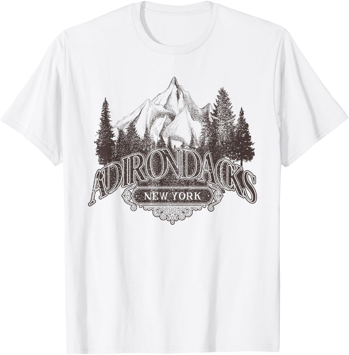 Adirondacks New York Mountains Vintage Biker Patch T-Shirt - T-Shirt | White