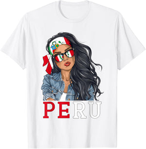 Peruvian Woman Products Flag Uniform Heritage Peru T-Shirt - T-Shirt | White